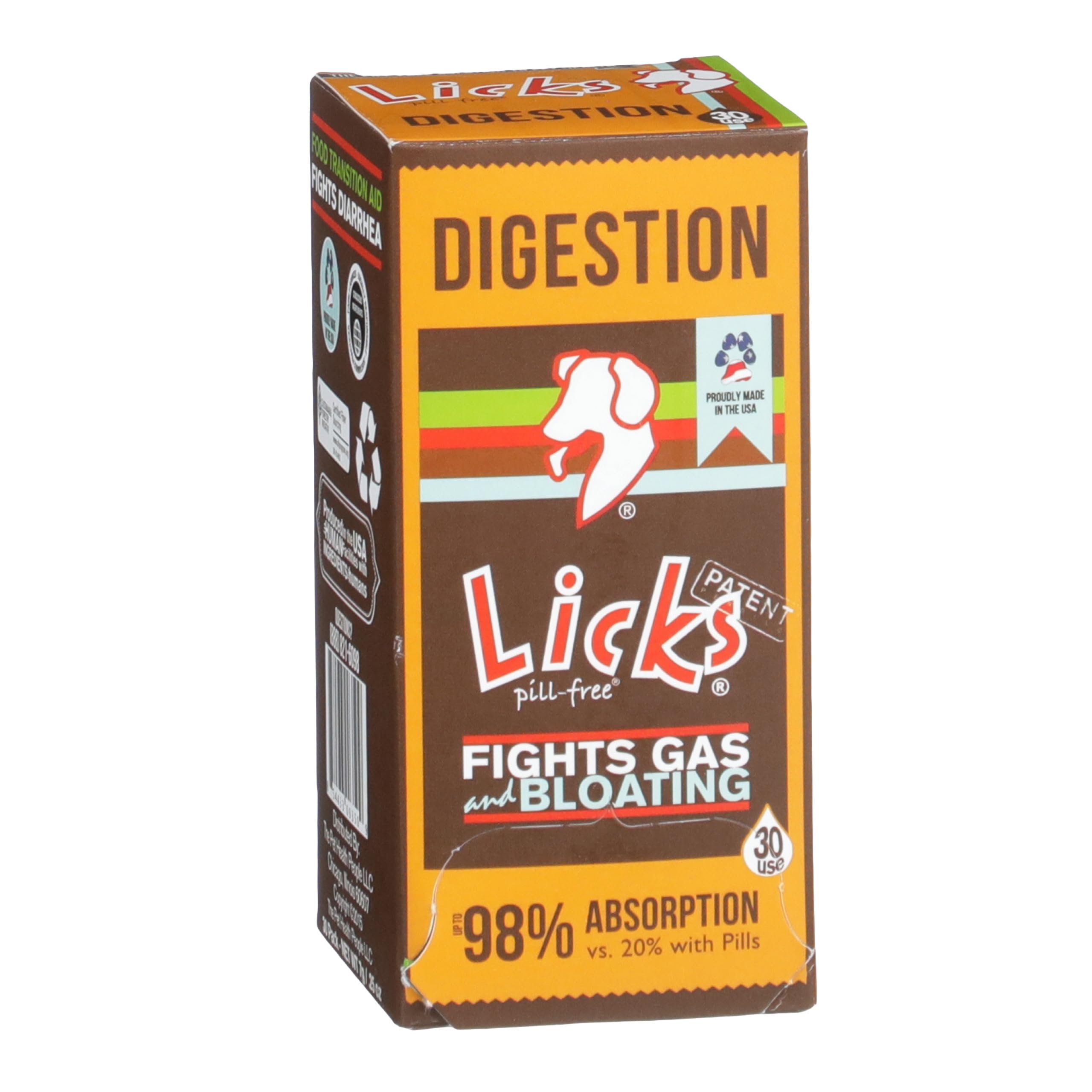 Licks Dog Digestion - Gut Health, Nutrient Absorption & Food Transition Support for Dogs - Digestive Enzymes with Bromelain - Pi