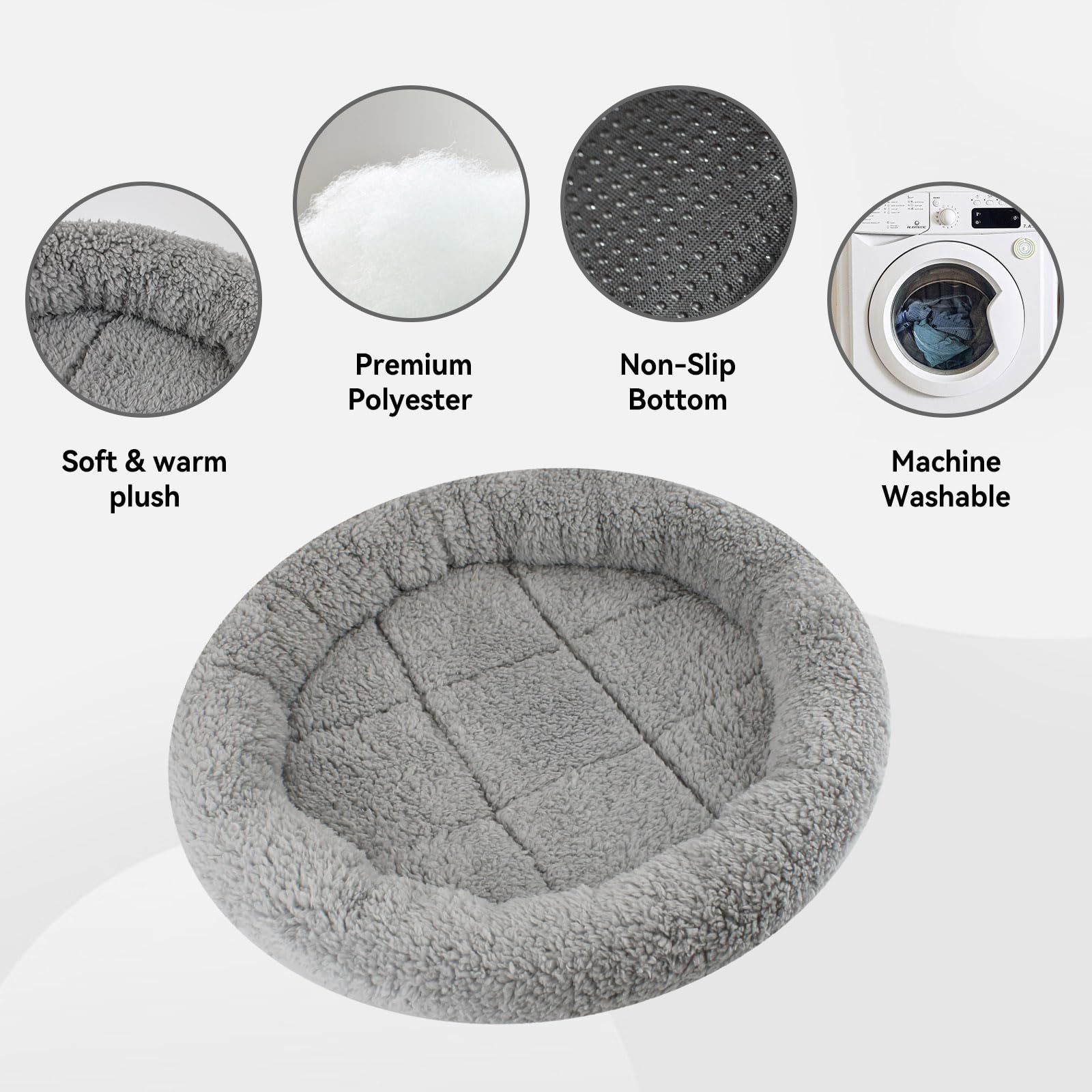 PETLESO Small Cat Bed Mat with Surrounding Pillow, 11.81 Round Soft Cushion for Cats Puppy Rabbits Curling Sleep, Indoor Furnitu