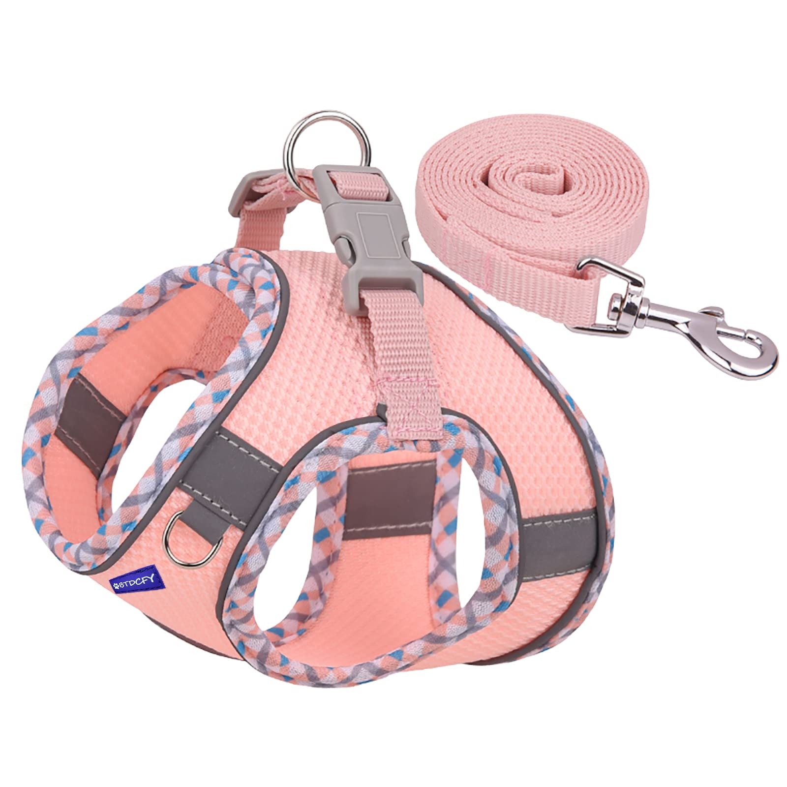 Btdcfy Step In Mesh Dog Harness And Leash Set, Breathable Air Mesh Reflective, Escape Proof, No Choke, Lightweight, Pink, Large