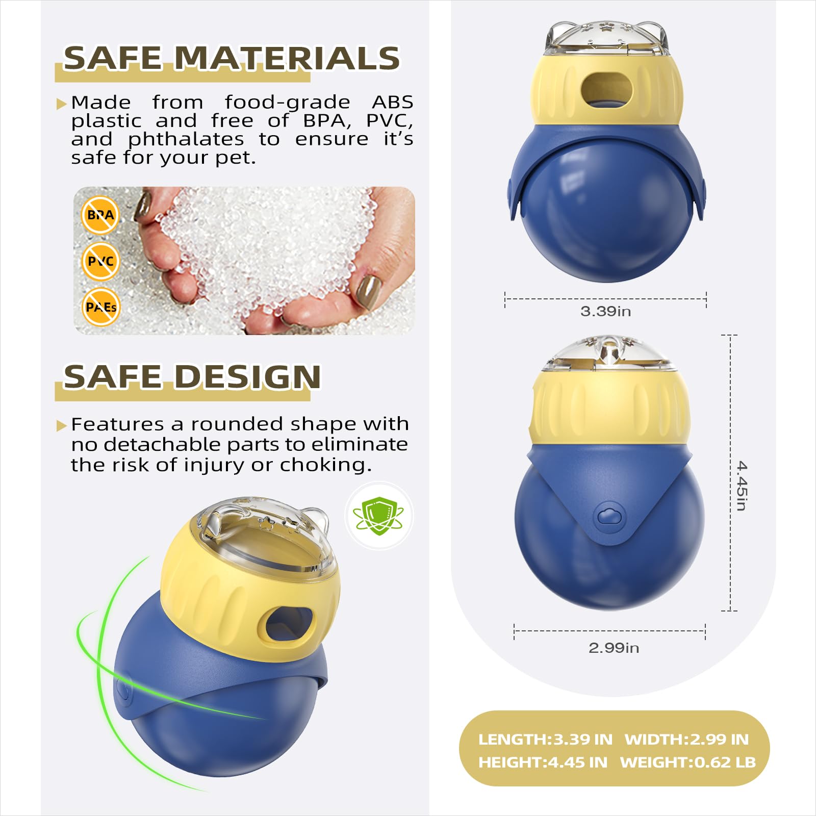 Majoxin Dog Interactive Toys Adjustable Food Dispenser Tough Slow Feeder Ball Treat Dispenser Dog Toys Puzzles Feeder for Small