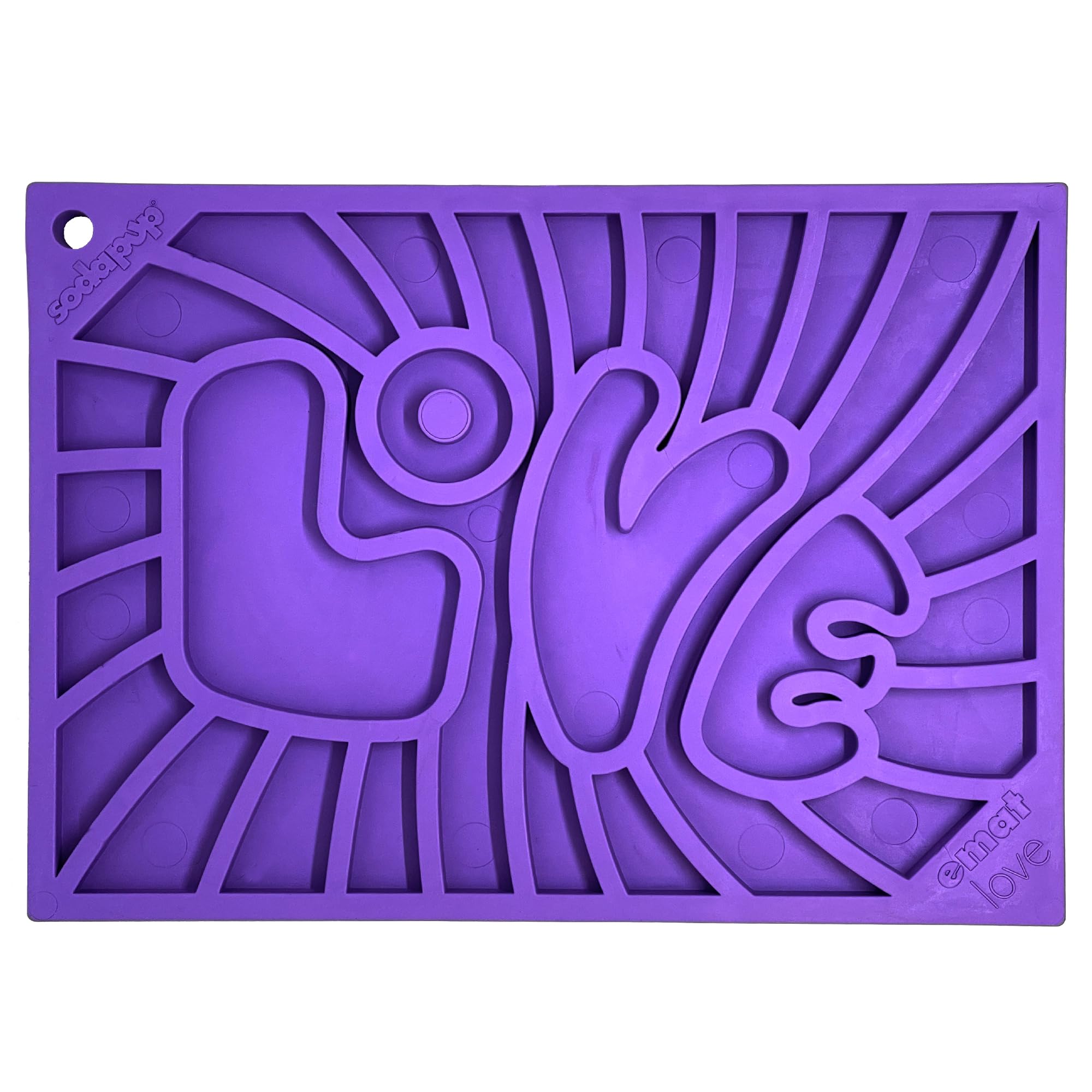 SodaPup Groovy Love eMat - Durable Enrichment Feeder Made in USA from Non-Toxic, Pet-Safe, Food Safe Rubber for Mental Stimulati