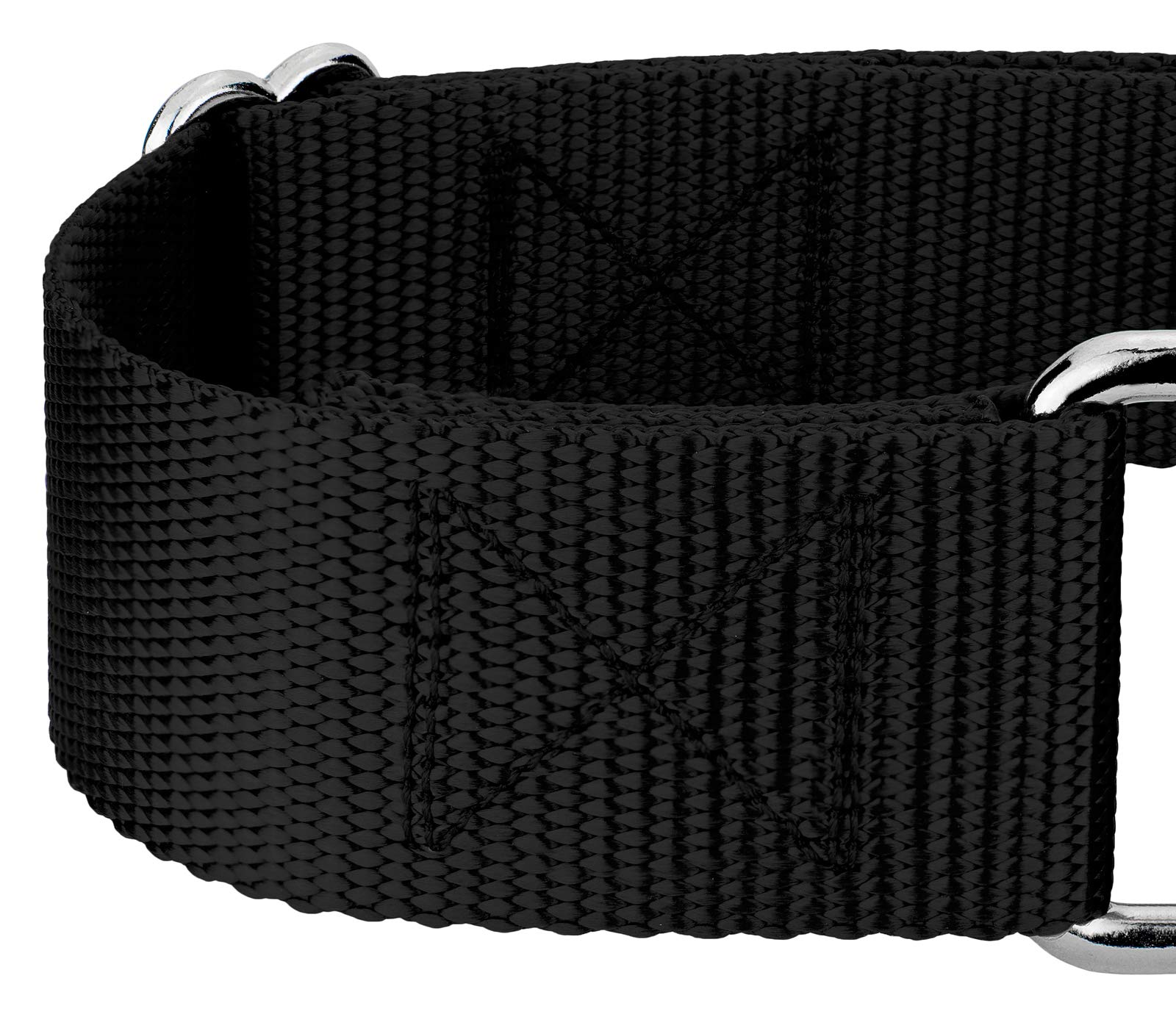 Country Brook Petz - Vibrant 15 Color Selection - Martingale Heavyduty Nylon Dog Collar (Large, 1 1/2 Inch Wide, Black)