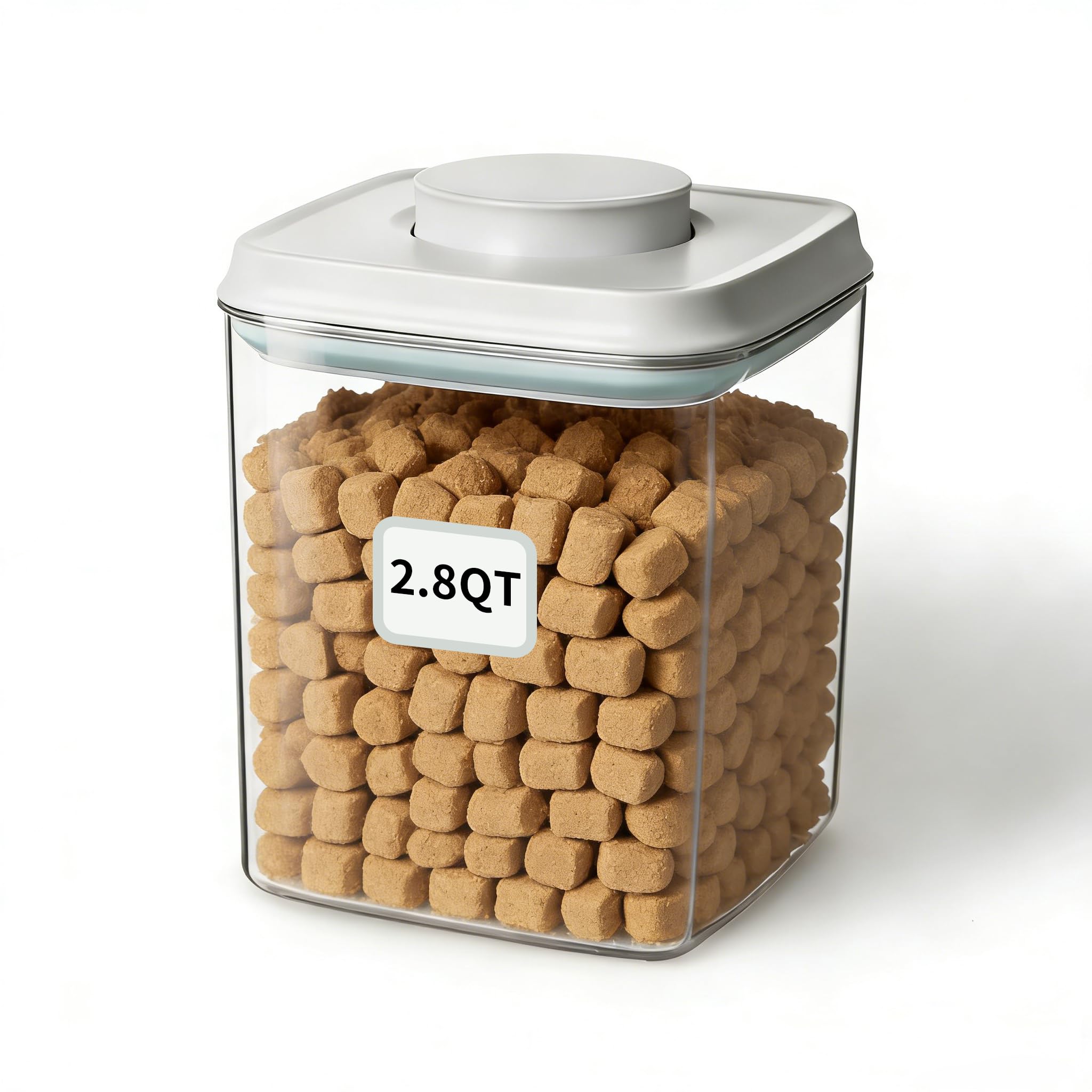 Ankou Airtight Dog Food Storage Container, 2.8 QT, One-Touch Pop Lid, BPA-Free | Clear Stackable Canister for Pet Food & Cat Tre