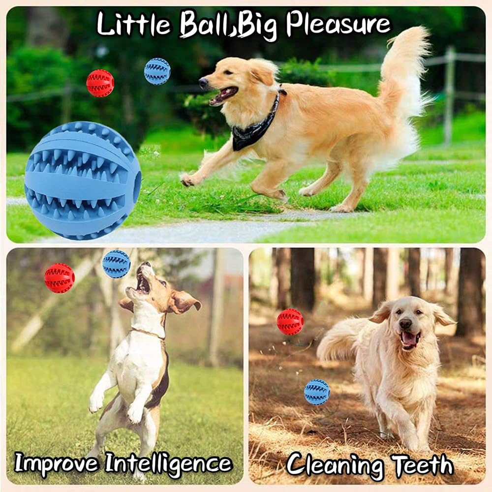 Feixun Dog Treat Toy Ball, Dog Tooth Cleaning Toy, Interactive Dog Toys 2.8'' Pack of 2