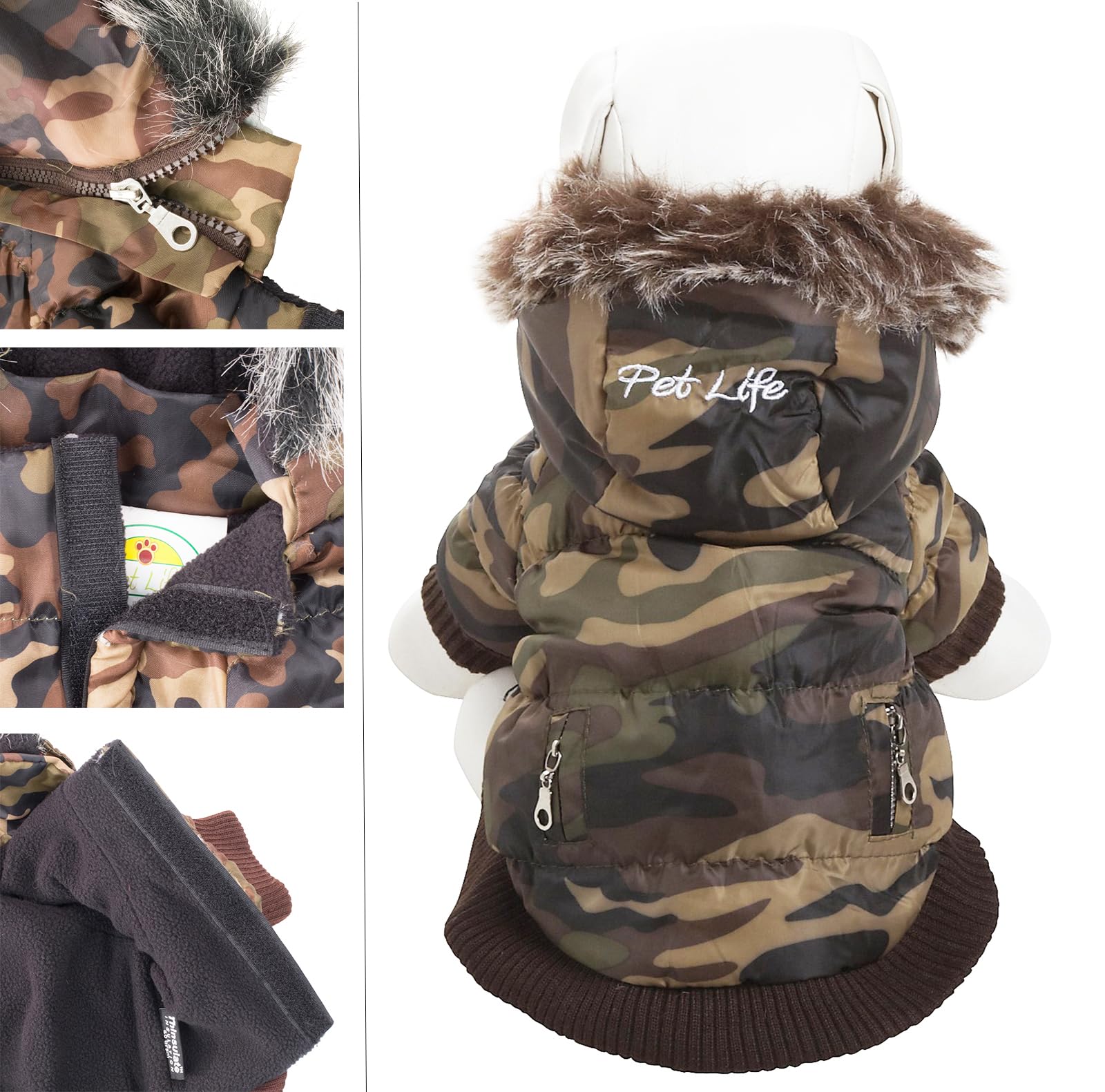 Pet Life  Classic Metallic Fashion Winter Pet Dog Coat Jacket Parka with 3M Insulation and Removable Hood
