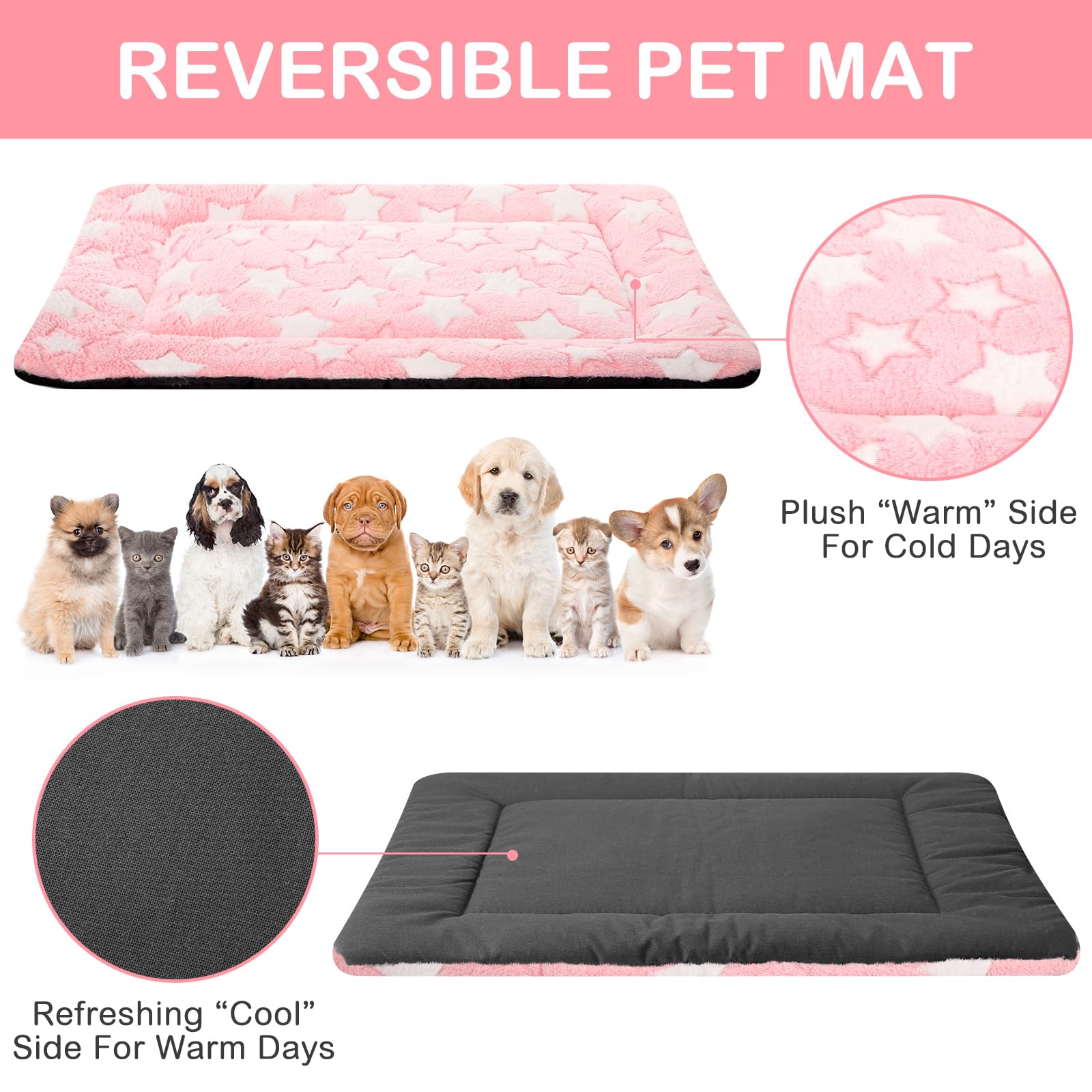 Vitalcozy 4 Pcs Washable Dog Bed Crate Mat Pad Replaceable Reversible Kennel Pad For Crate Pet, Sleeping Mat For Small, Medium,