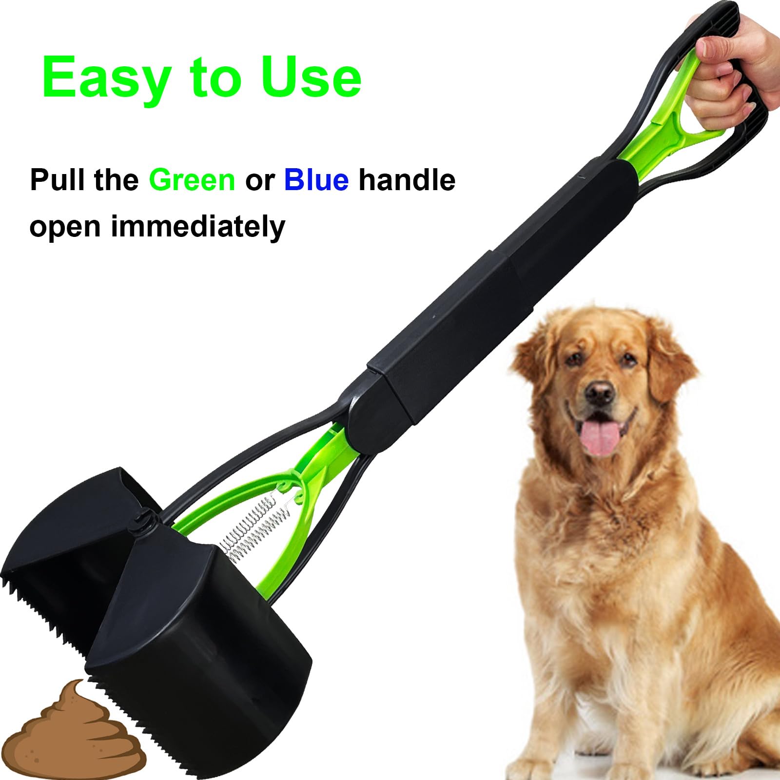 ienjoyed 2-Pack Pooper Scooper for Large Small Dogs Heavy Duty, 28 Long Handle Poop Scoop for Yard, Grass, Gravel, Dog Poop Grab
