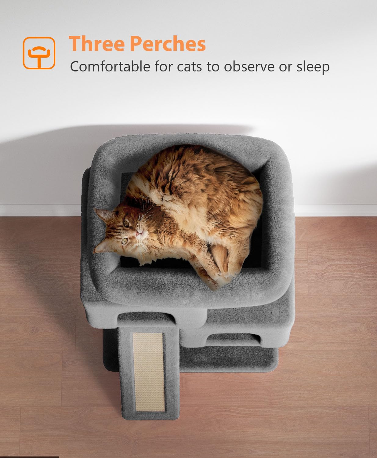 Os Motor Cat Tree Tower For Indoor Cats Large Adult,Cute/Tall Modern Cat Tree For Big Cats 20 Lbs,34''Plush Multi-Level Cat Cond