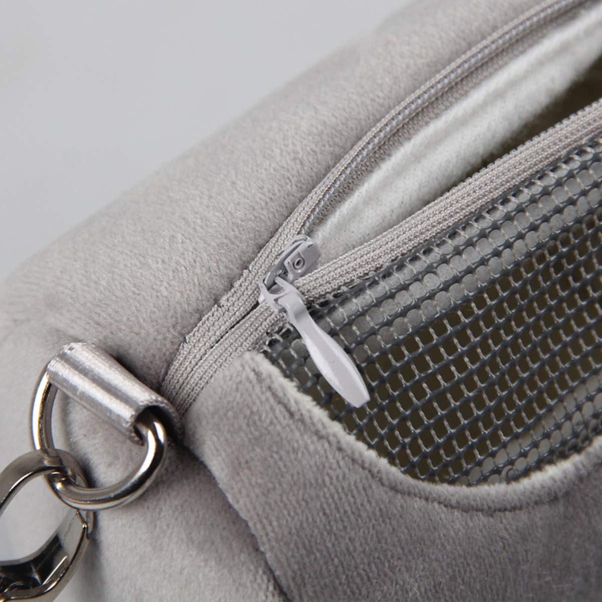 Dwarf Hamster Carrier Bag Portable Cylinder Warm Outdoor Bag With Adjustable Single Shoulder Strap (Grey)