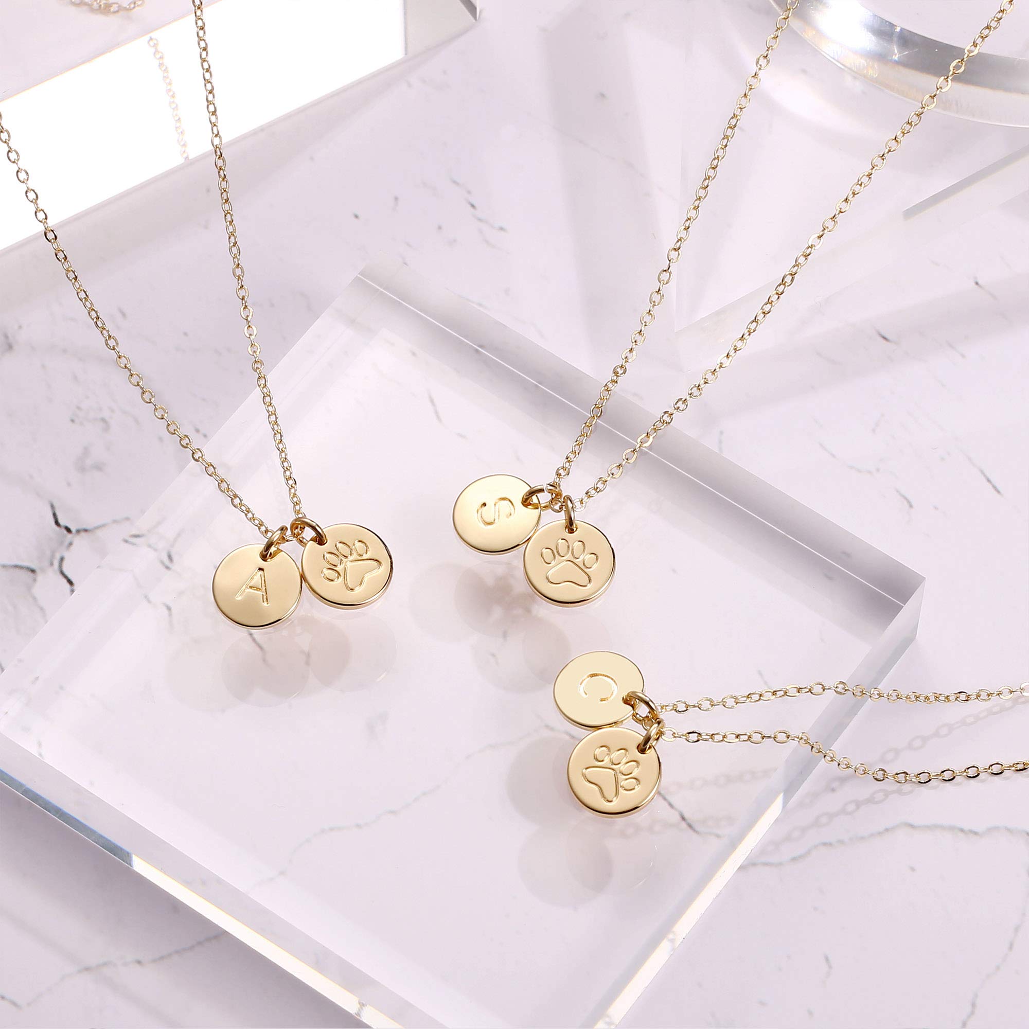 Dog Mom Gifts For Women Necklace, 14K Gold Filled Dog Mom Gifts K Letter Initial Necklace Women Girls Alphabet Disc Puppy Paw Print Necklace Pet Dog Lovers Gifts For Dog Mom