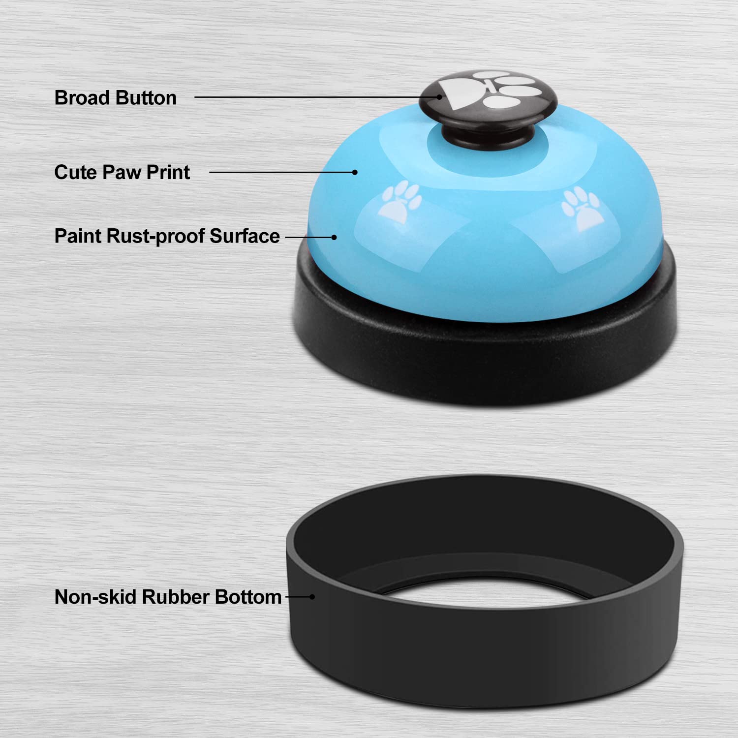 Comsmart Dog Potty Training Bells, 2 Metal Dog Paw Print Pet Bells With Non-Skid Rubber Base For Dog Cat Puppy Kitten Potty Trai