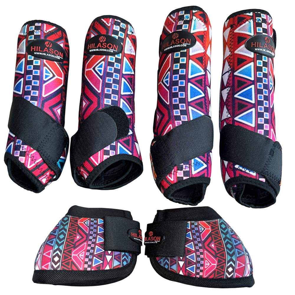 L Hilason Horse Medicine No Turn Bell Boots Sports Front Rear Hind Leg Protective