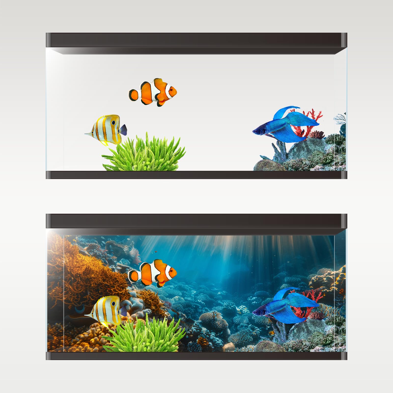 Avolander Aquarium Background, Ocean Fish Tank Background, Terrarium Background Vinyl 27.6 x 11.8 inches