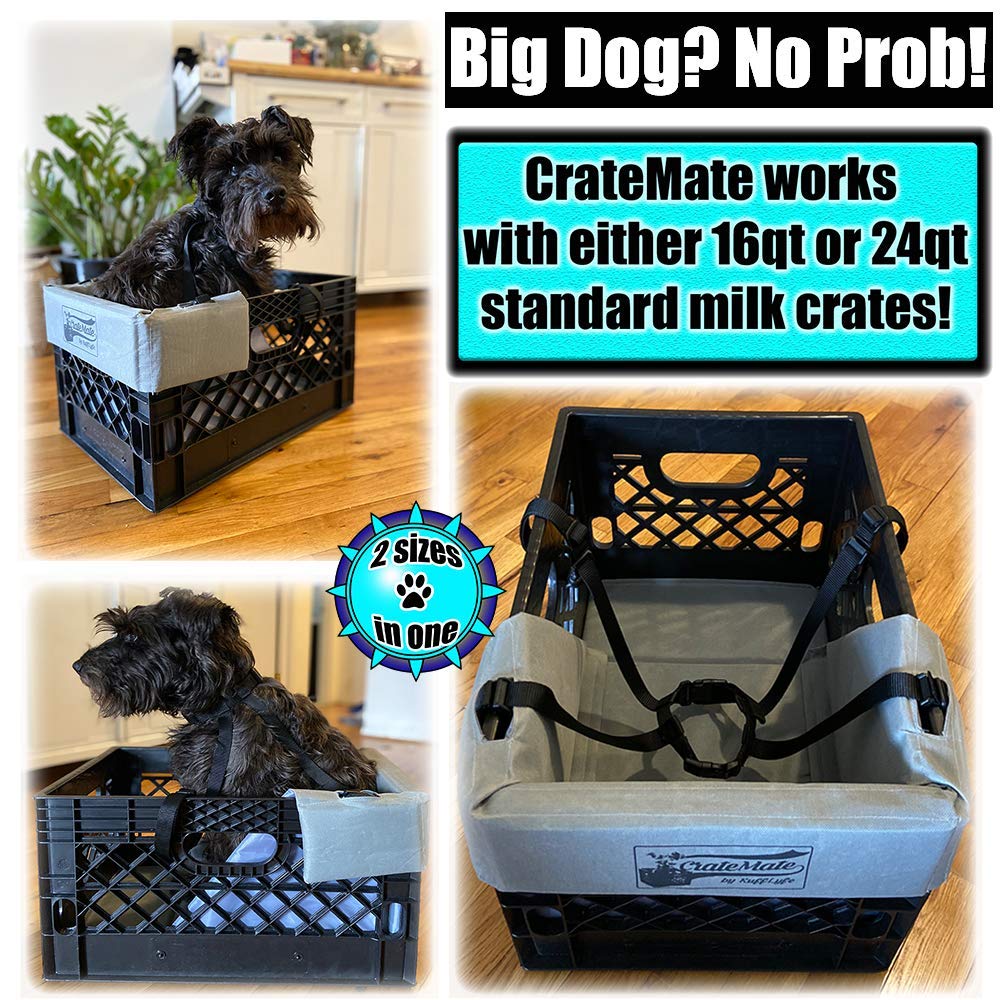 RuffLyfe DIY Crate Conversion/Bike Dog Carrier Package (Crate NOT Included) Padded Liner is 2 Sizes in One + 4 Point Safety Harn