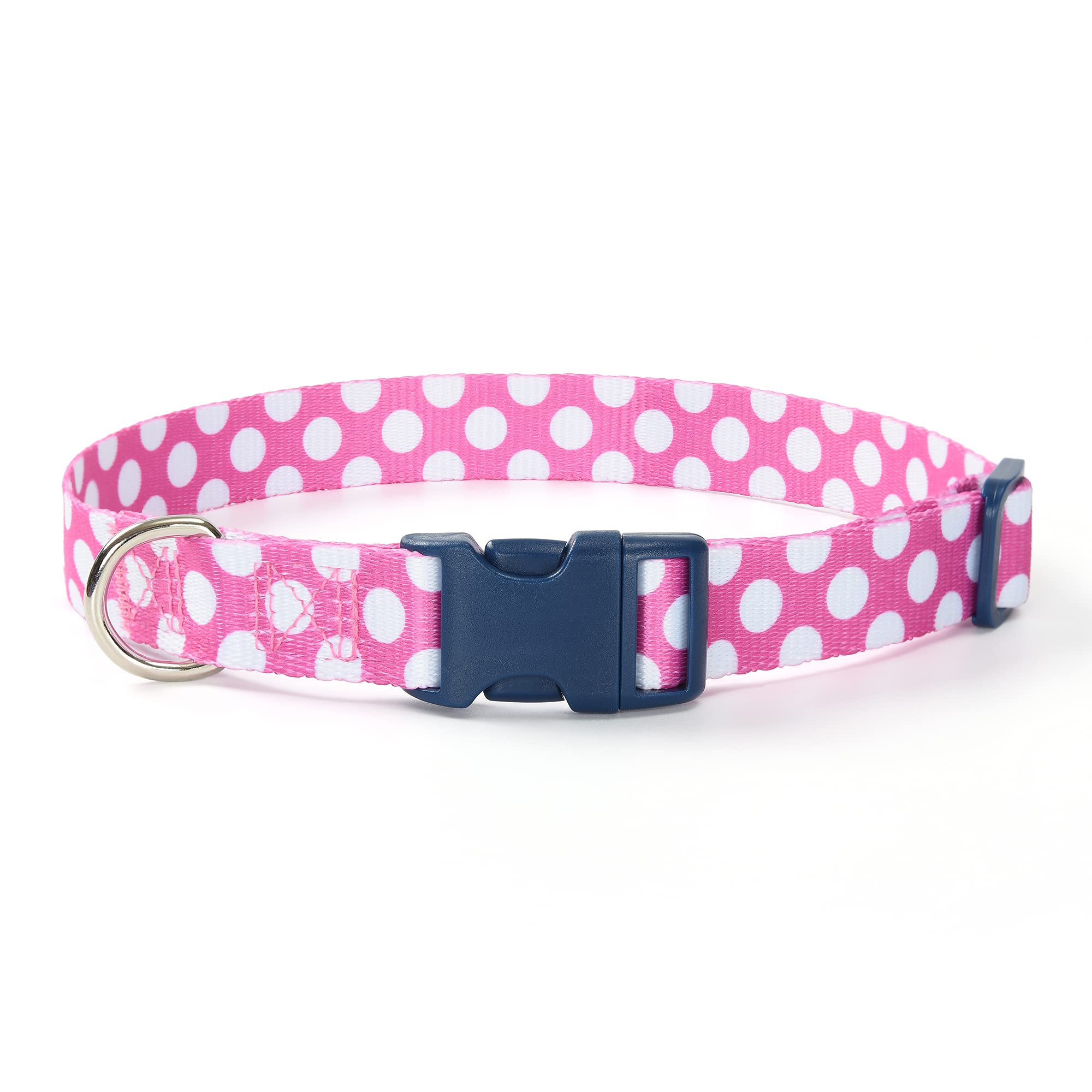 Mile High Life Dog Collar | Cute Puppy Collars | Lightweight Girl Dog Collar | Soft Boy Dog Collars | W Geometric Plaid Wave Line Pattern (White Dots, Small)