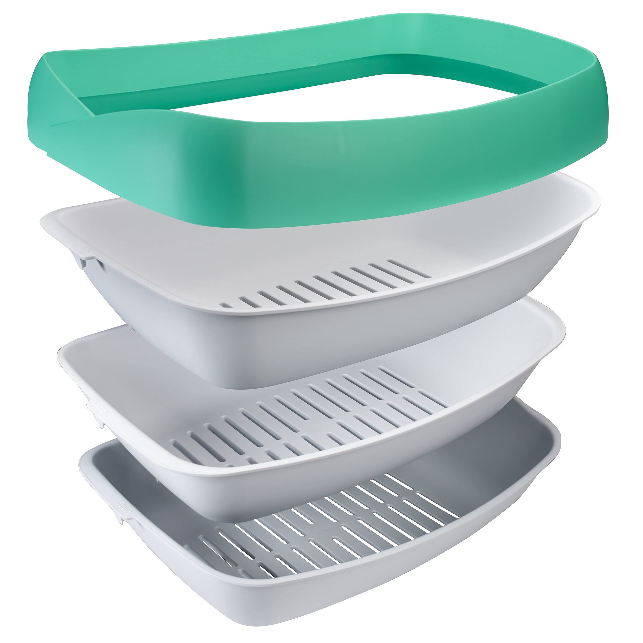 Luuup Litter Box - 3 Sifting Tray Cat Litter Box- Easy To Clean With Non-Stick Coating - Stylish, High-Sided Design With Spill Guard (15.4'X20.2'X7.5')