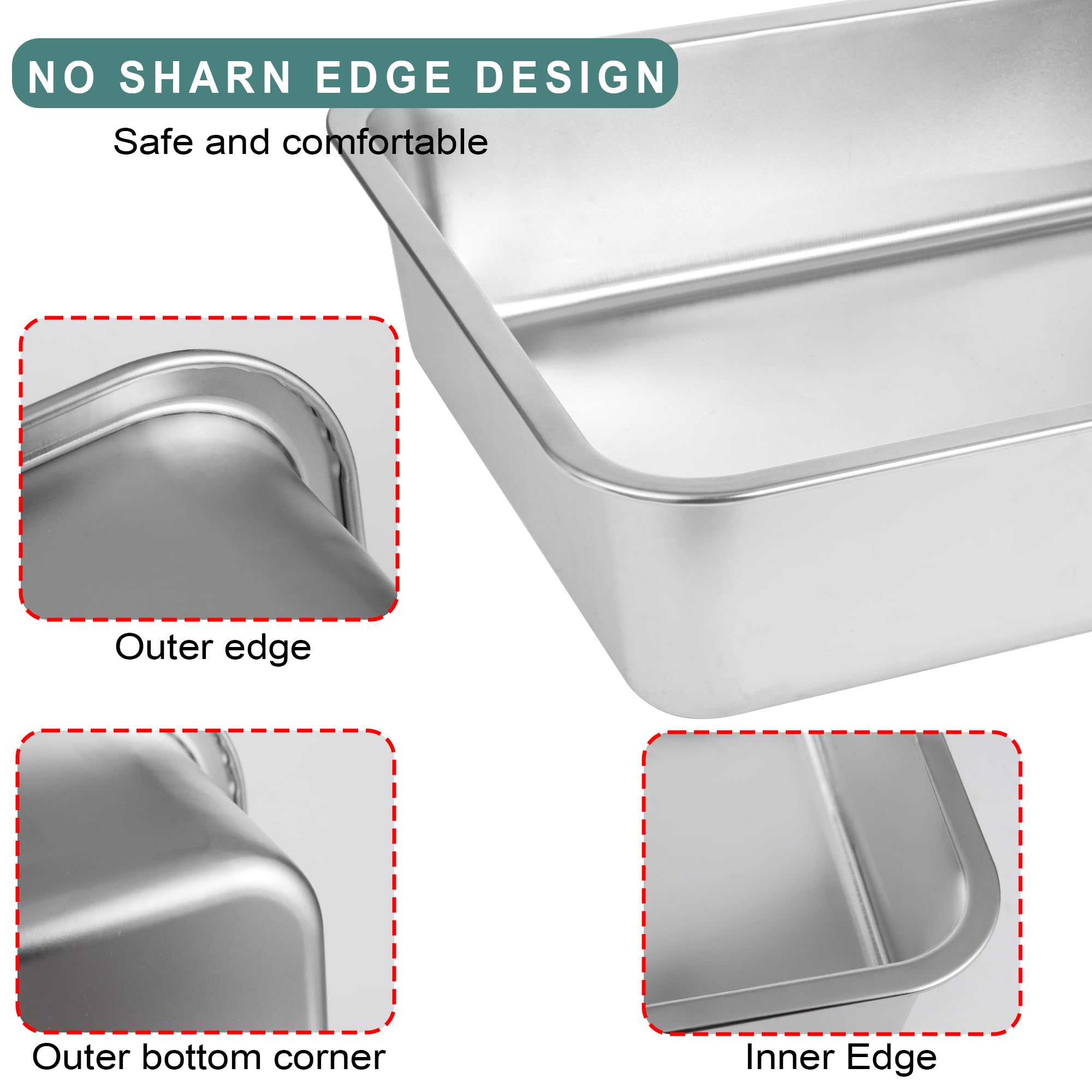 Stainless Steel Cat Litter Box For Big Cats,Small Stainless Steel,Large Metal Cat Litter Box-Easy To Clean.(17.5'' L X 13.6'' W