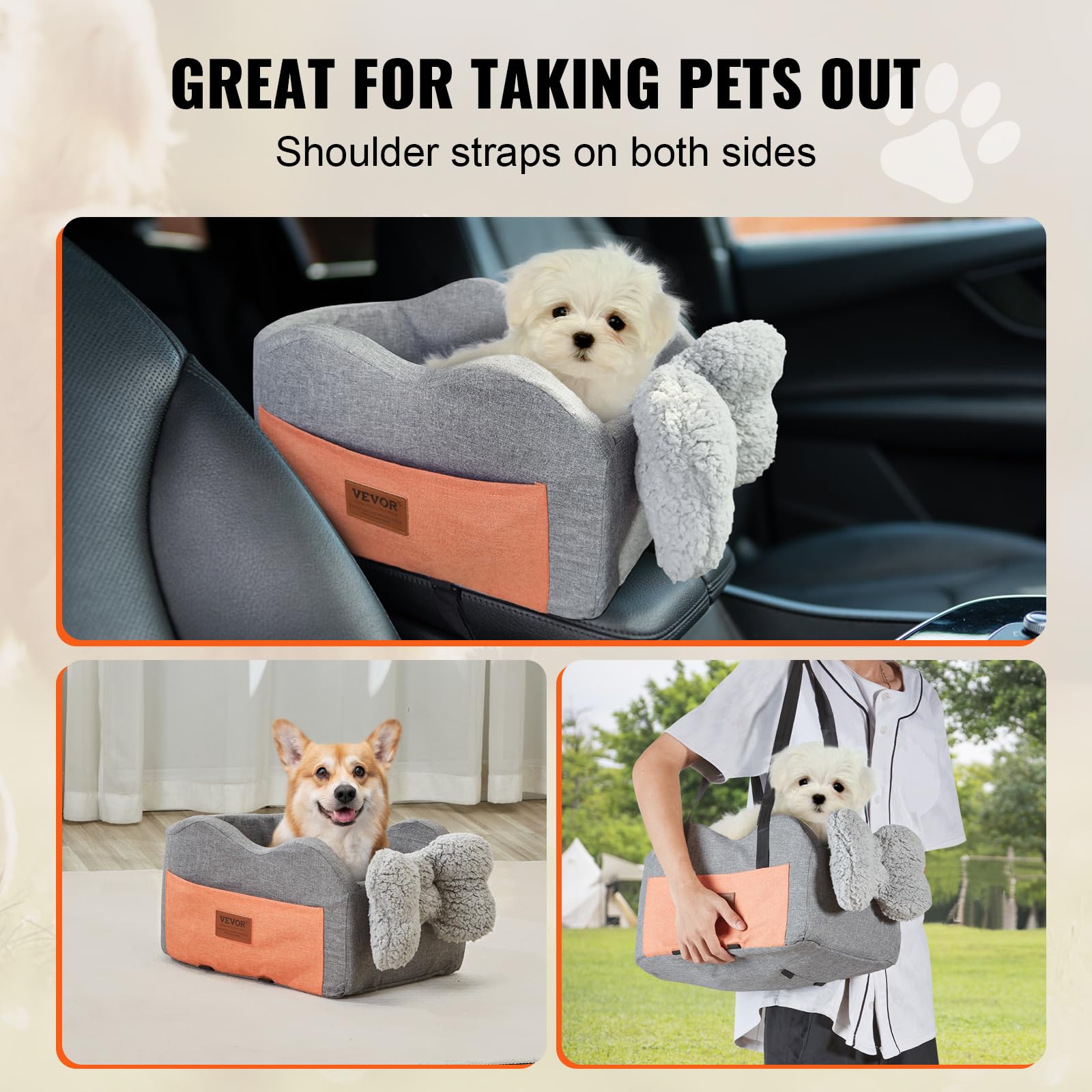 Vevor Center Console Dog Car Seat Dog Booster Car Seat For Small Dog 8 Lbs