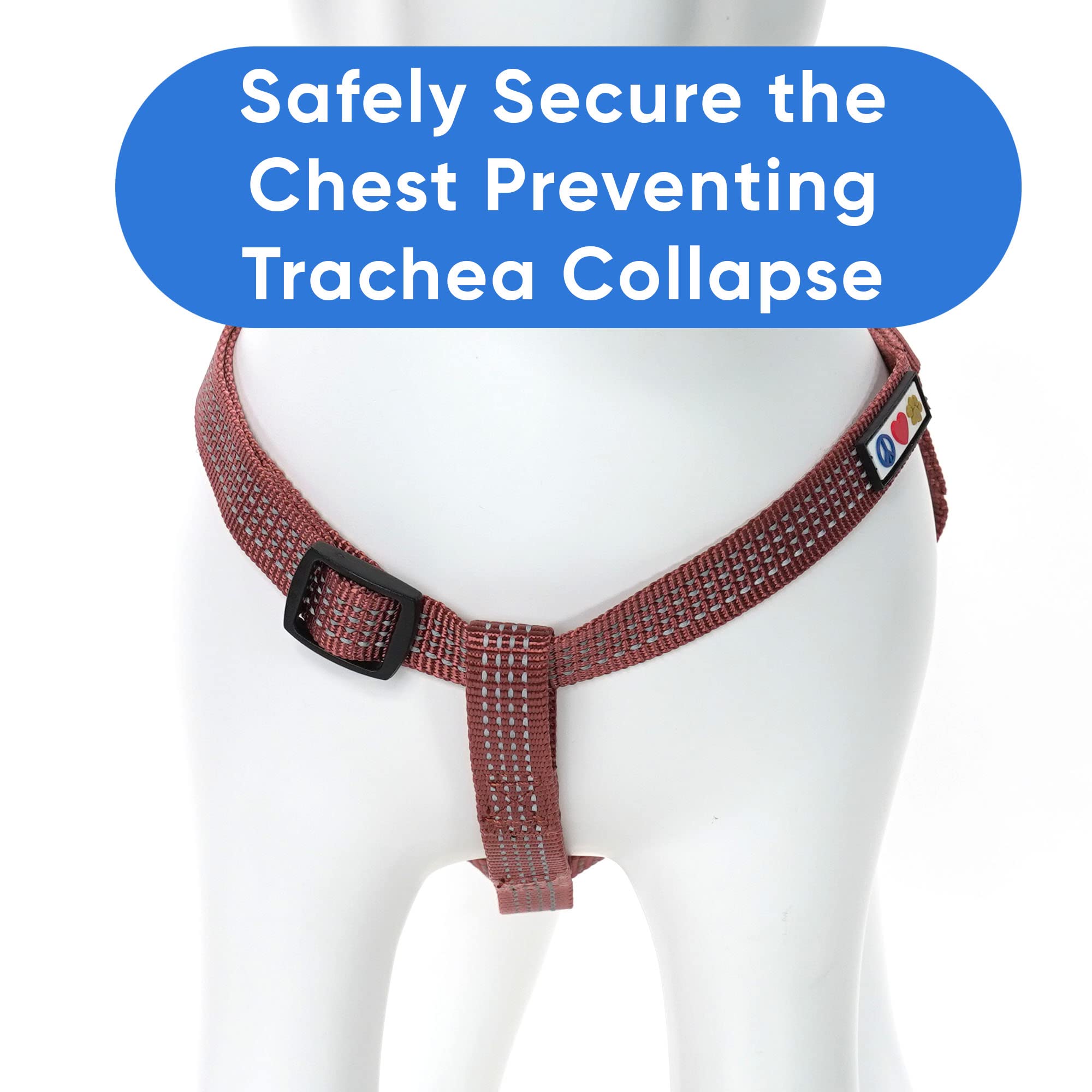 Pawtitas Reflective Step-in Dog Harness - Adjustable No-Pull Vest for Puppies to Seniors, Safe & Comfortable, S Marsala
