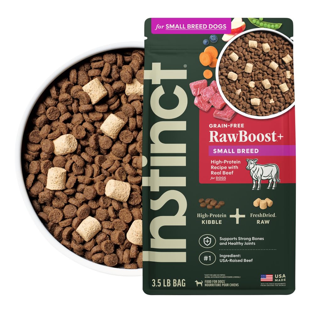 Instinct Raw Boost Small Breed, Natural Dry Dog Food with Freeze Dried Pieces, High Protein, Grain Free Recipe - Real Beef, 3.5