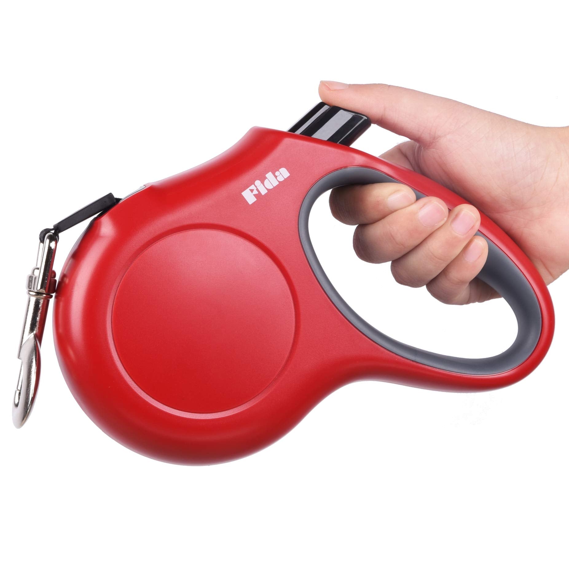Fida Retractable Dog Leash, 16Ft Heavy Duty Pet Walking Leash For X-Small/Small/Medium/Large Dog Or Cat Up To 110 Lbs, Tangle Free. One-Hand Brake (Large, Red)