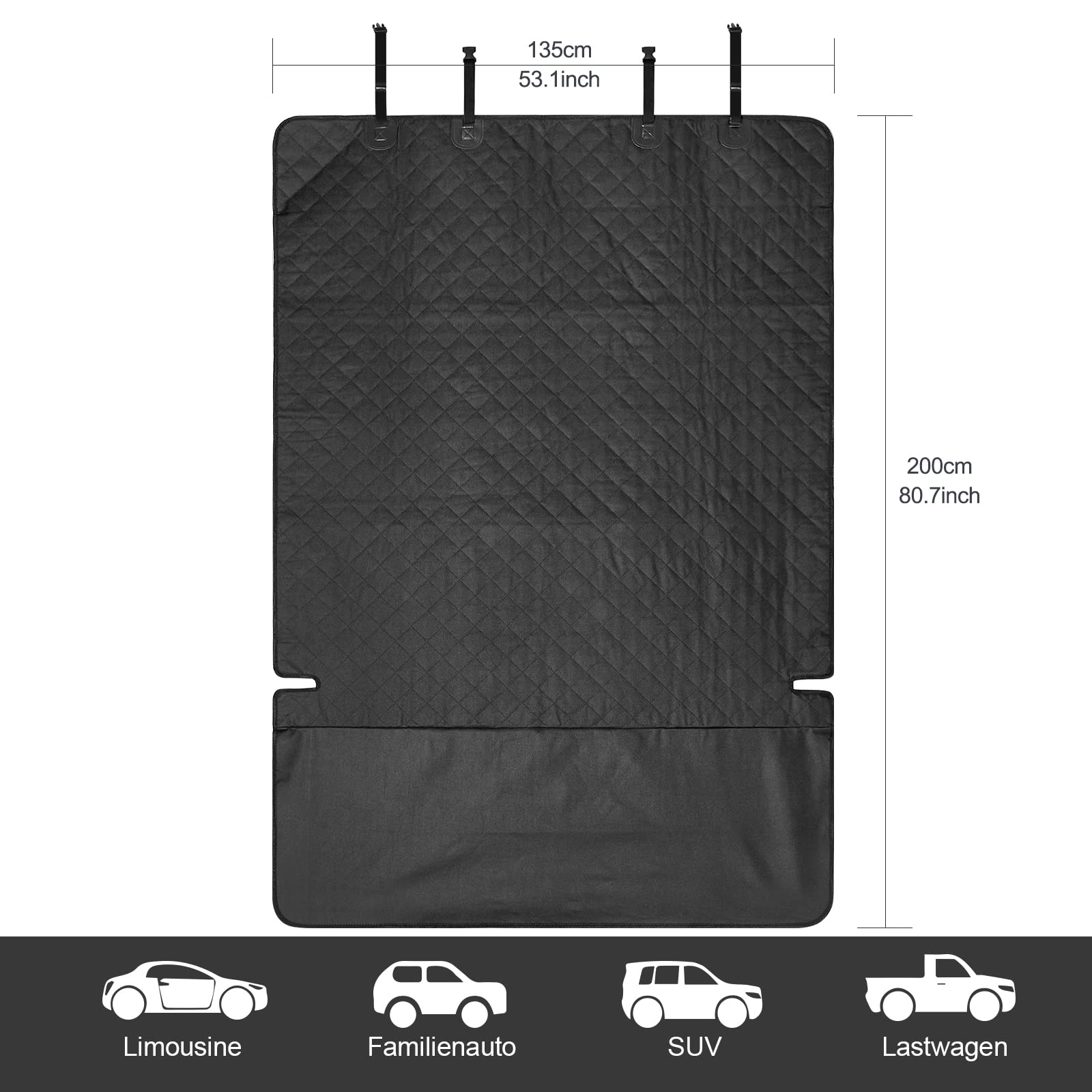 ANOSOSPECIAL SUV Cargo Liner for Dogs - Quilted Waterproof Trunk Seat Cover with Bumper Flap Protector - Universal Fit for Large