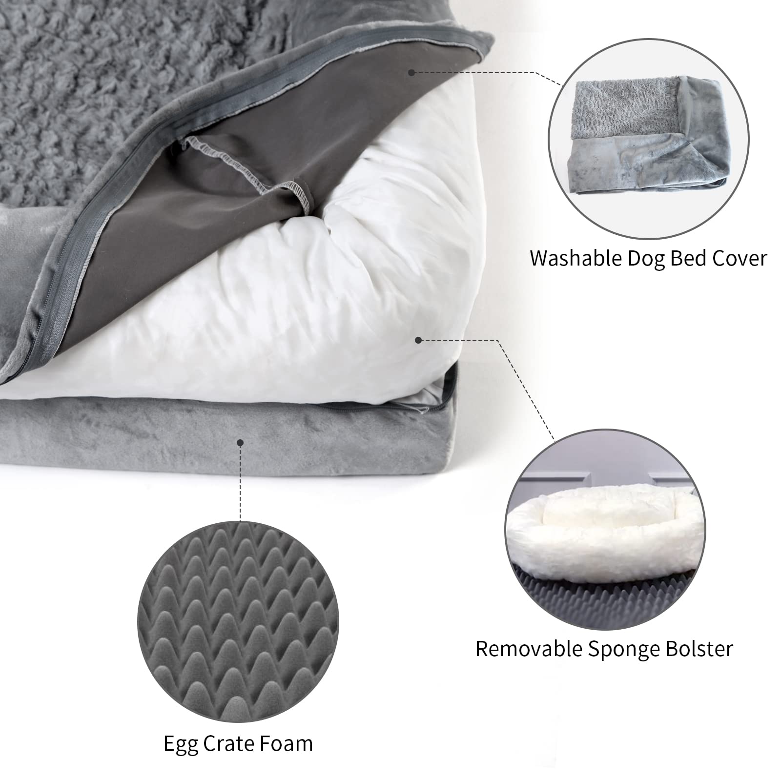 Yiruka Xl Dog Bed, Orthopedic Dog Bed With Egg Crate Foam, Washable Dog Bed With Removable Cover, Extra Large Dog Bed Up To 90Lbs