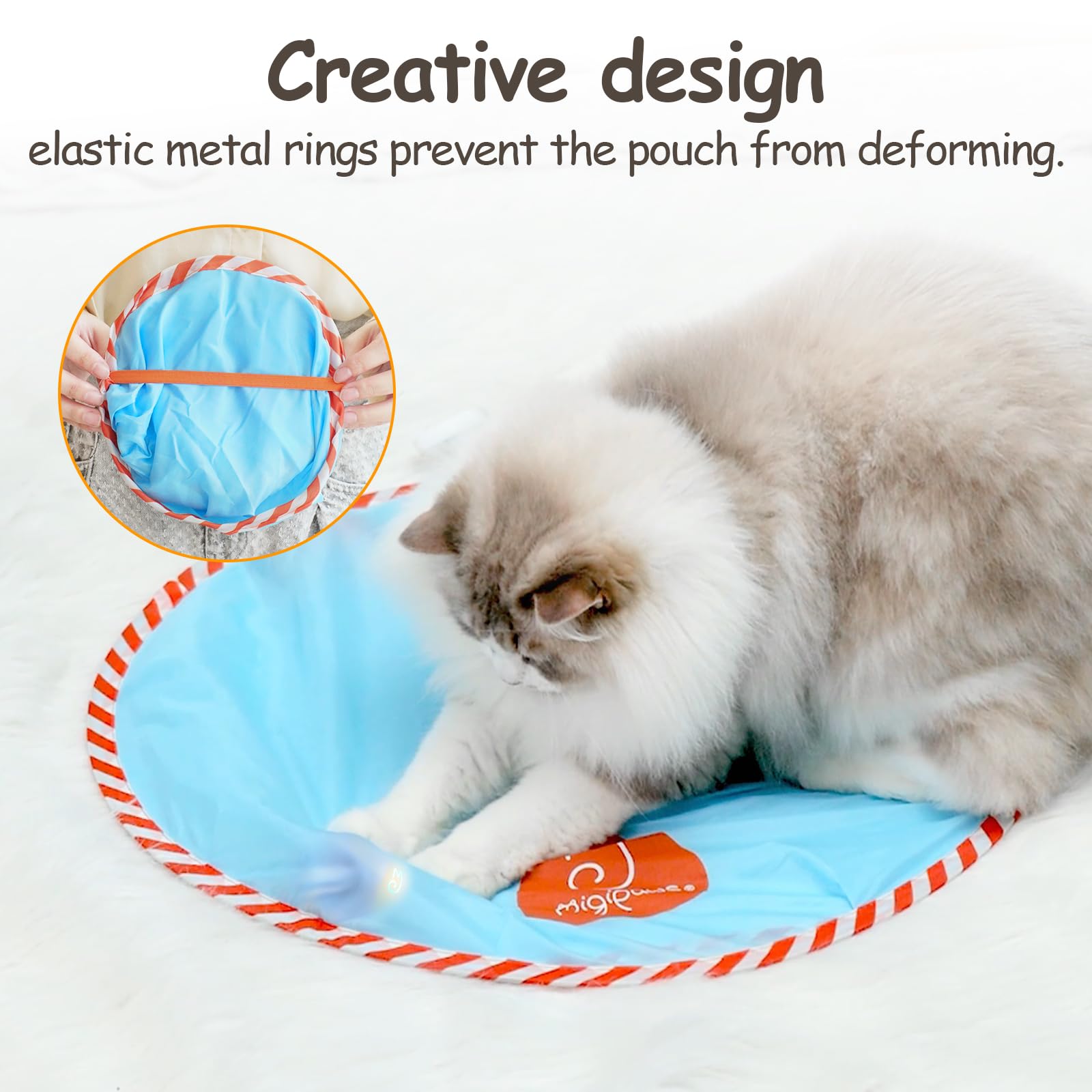 Migipaws Interactive Cat Ball Toy Set, Fun Tracker, Glowing Chase Ball with MystiChaser Pouch, Fluffy Tail, A Small Mice(Blue)