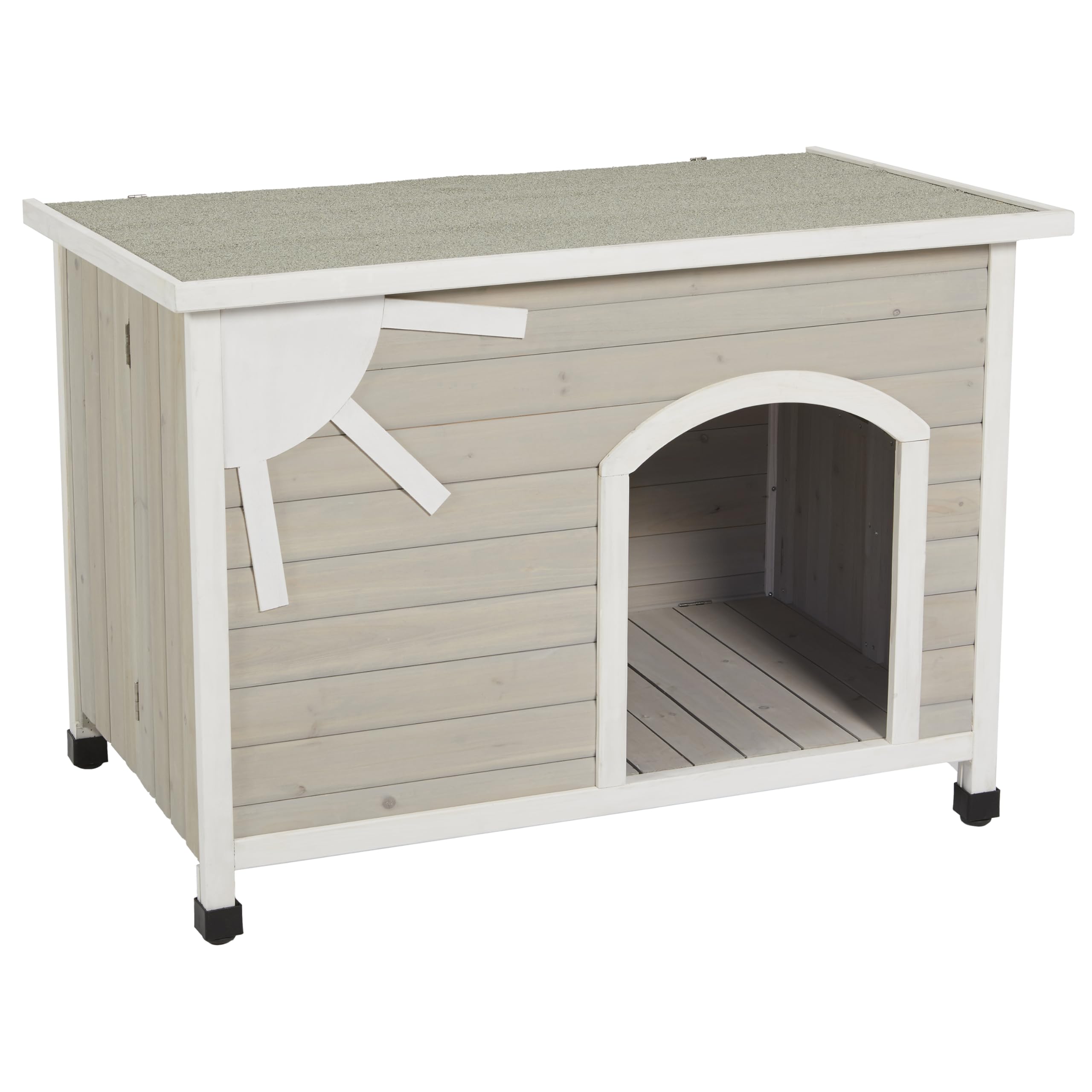 Midwest Homes For Pets Eilio Folding Outdoor Wood Dog House, No Tools Required For Assembly | Dog House Ideal For Medium Dog Bre