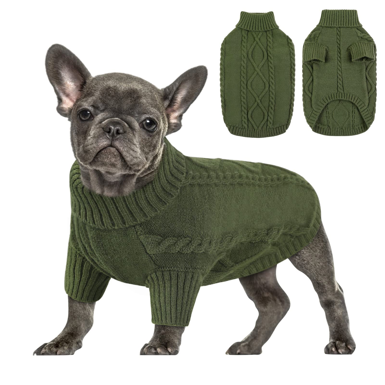 Queenmore Dog Christmas Sweater,Turtleneck Knitted Pullover Xmas Dog Clothes Sweatshirt,Dog Christmas Outfit, Warm Dog Sweaters