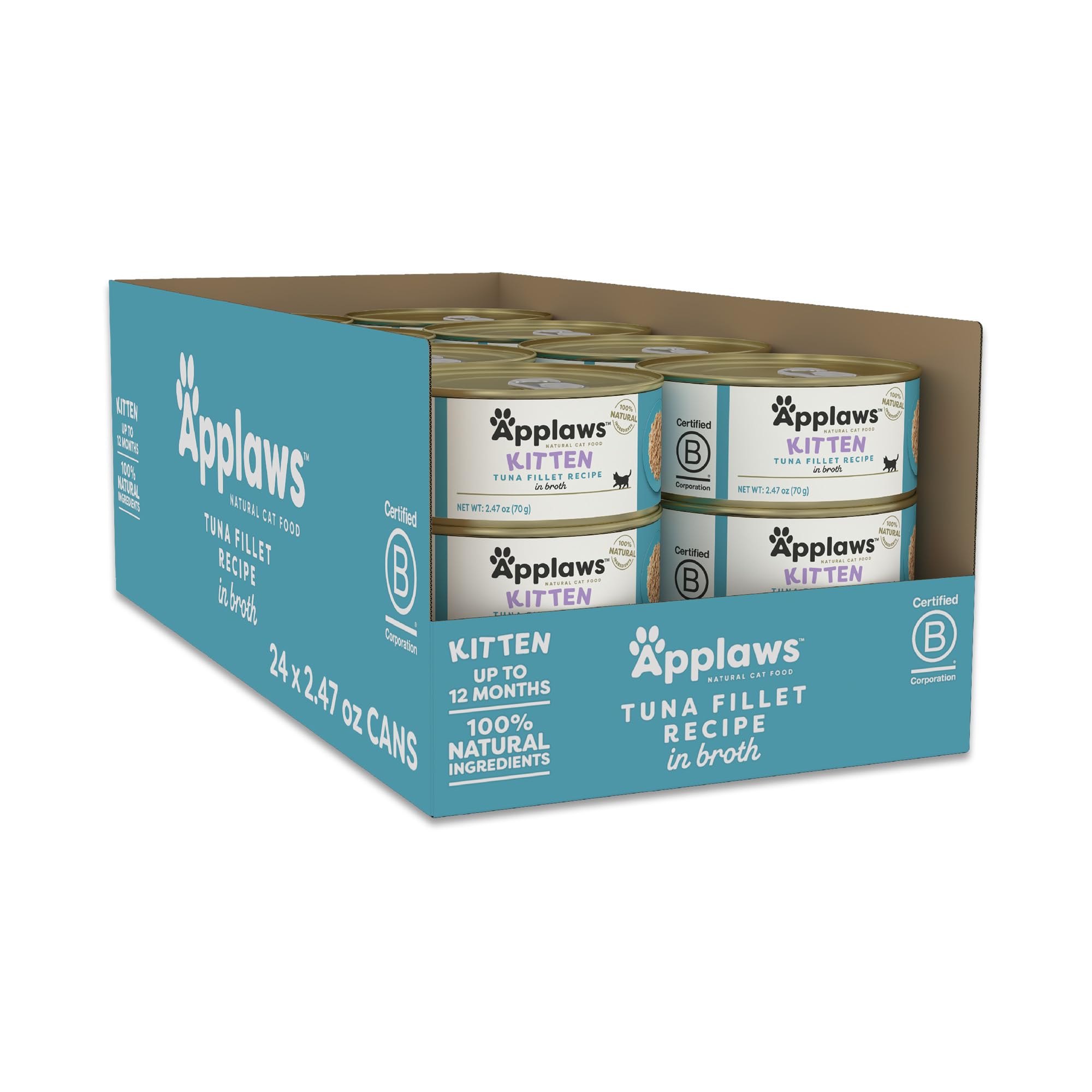 Applaws Natural Wet Kitten Food in Broth, Limited Ingredient Canned Wet Kitten Food, No Additives, Made with Natural Ingredients