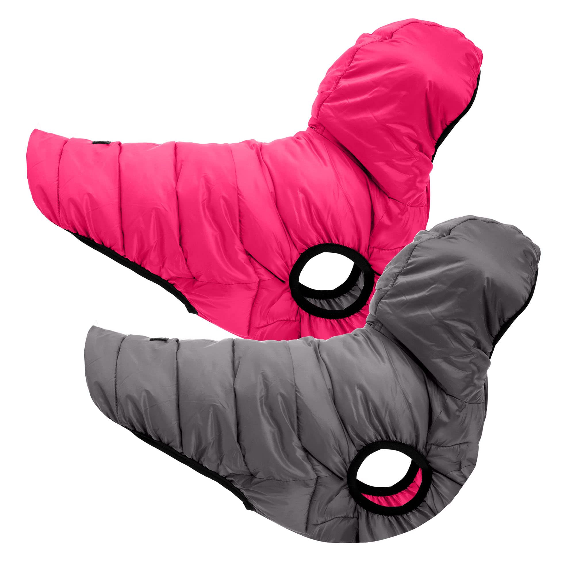 Pawtitas Reversible Dog Winter Jacket | Water Resistant | Keeps Dog Warm & Dry | Grey/Pink - Xxl - Nylon/Fleece
