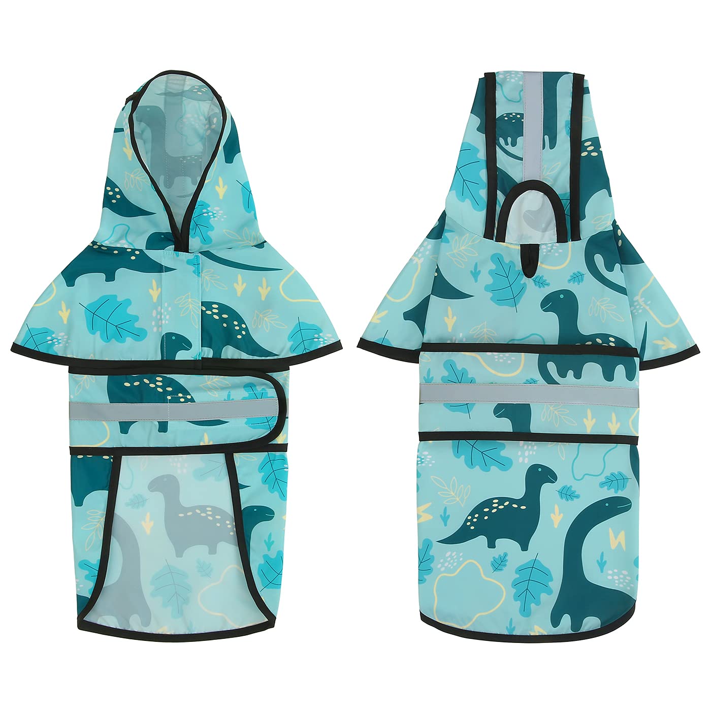 Hde Dog Raincoat Hooded Slicker Poncho For Small To X-Large Dogs And Puppies Dinosaurs - S
