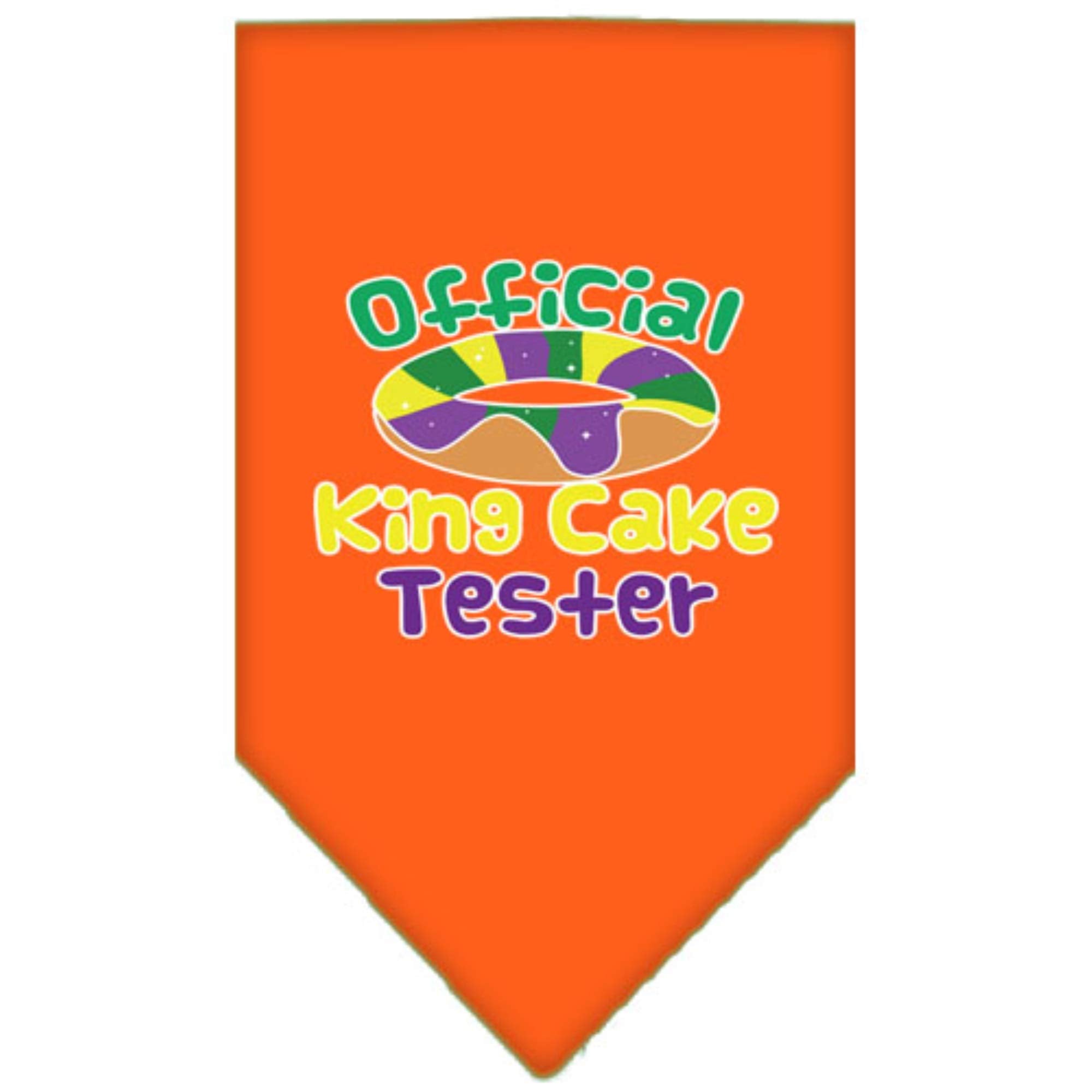 Mirage Pet Products King Cake Taster Screen Print Mardi Gras Bandana Orange Large