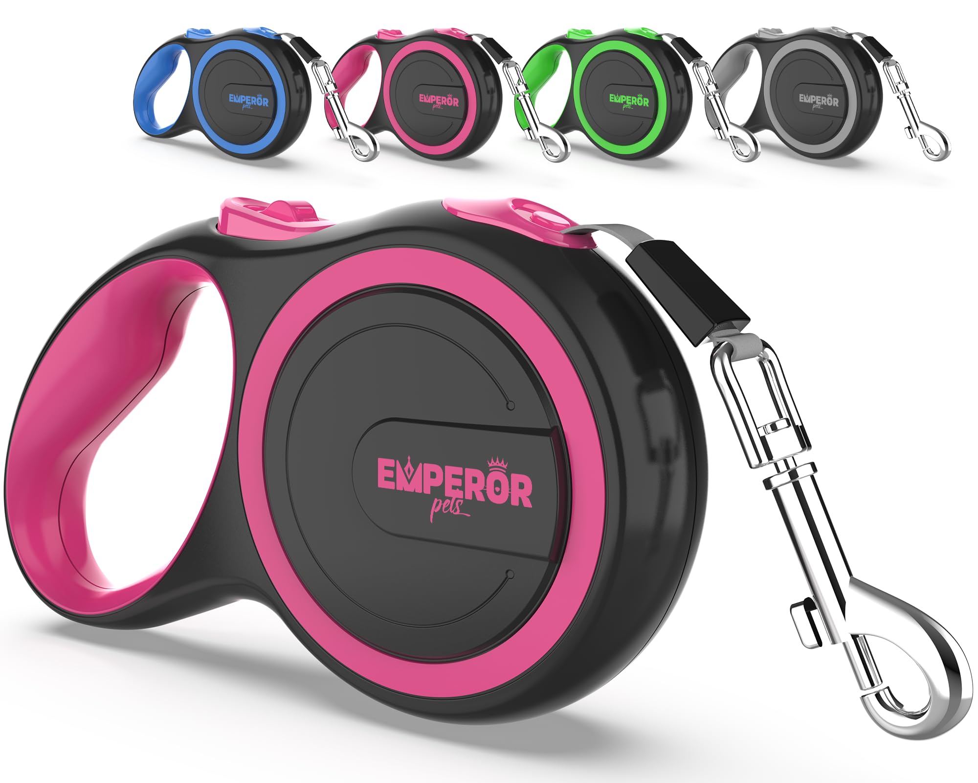 Emperor Pets 16 Ft Retractable Dog Leash - Heavy Duty Retractable Pet Leash With Anti-Slip Grip - Reflective Dog Leash Tape For 