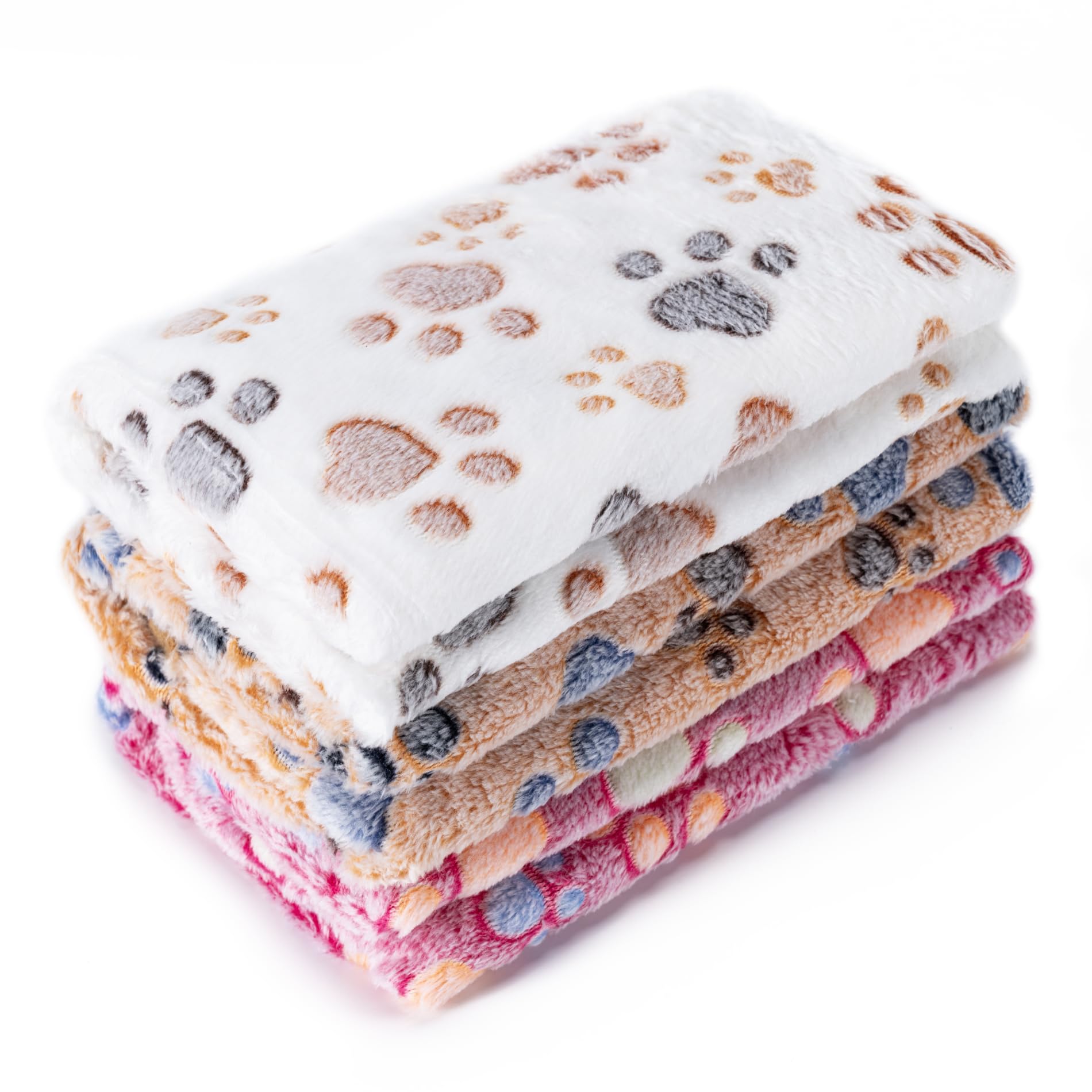 1 Pack 3 Blankets Super Soft Fluffy Premium Fleece Pet Blanket Flannel Paw Printed Throw For Dog Puppy Cat (Medium 30X20'', Brow