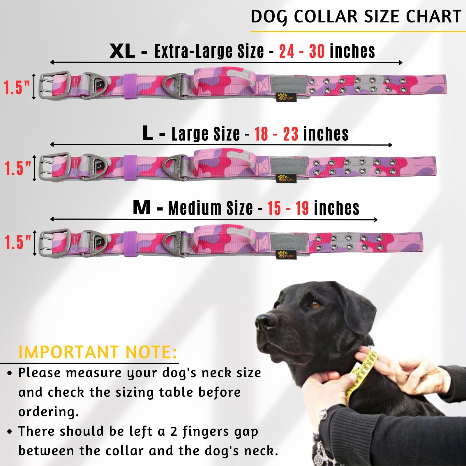 Adityna Heavy Duty Dog Collar For Extra-Large Dogs - Camo Pink Purple Collar With Handle For Training, And Walking - Wide, Tacti