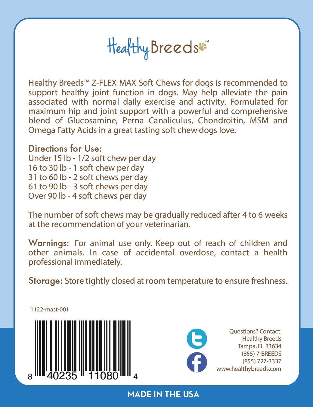 Healthy Breeds Mastiff Z-Flex Max Hip and Joint Soft Chews 170 Count