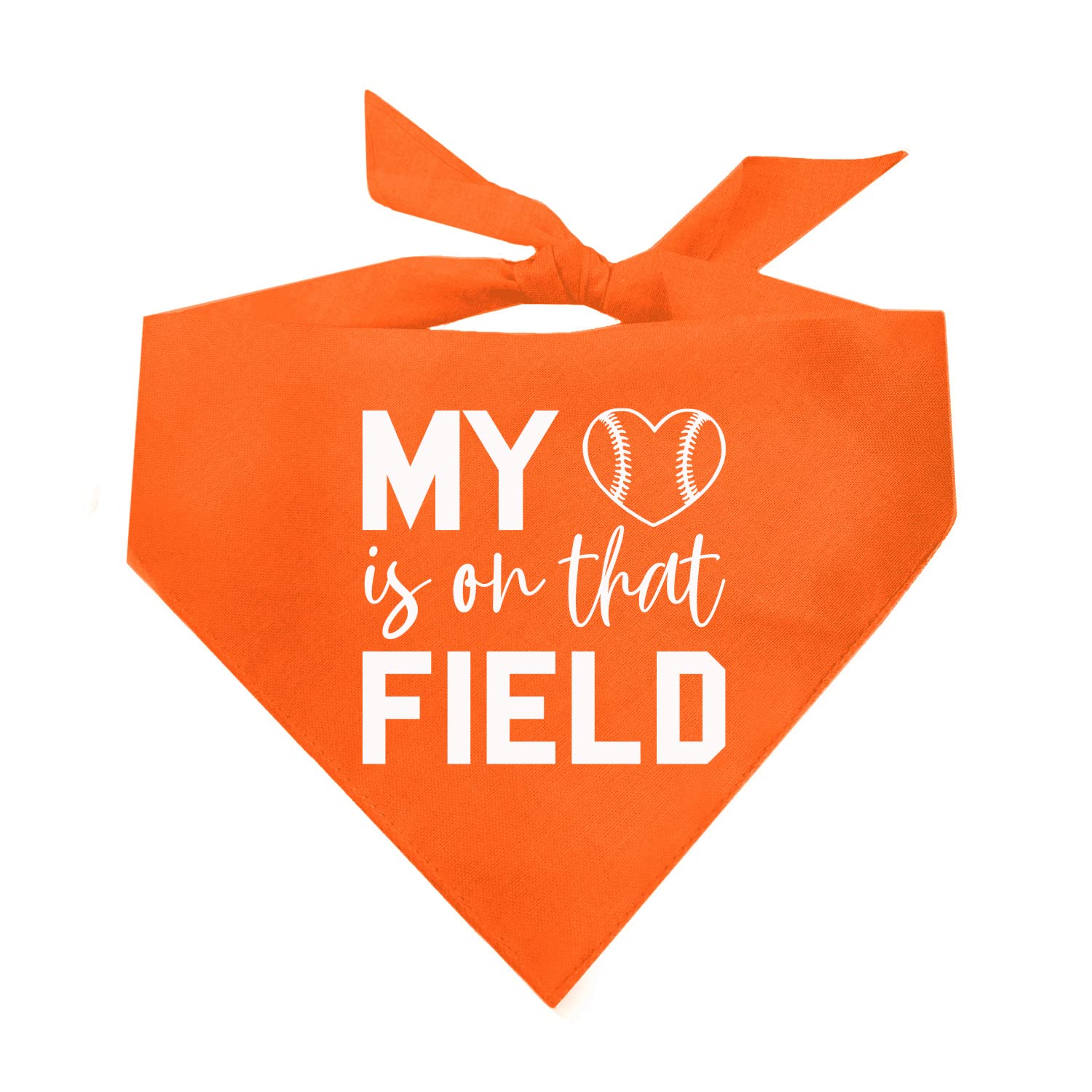 My Heart Is On That Field Baseball Dog Bandana (1044 Orange, One Size)