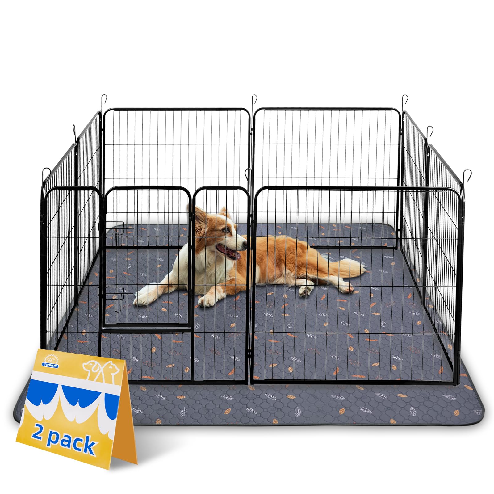 Sunheir Washable Pee Pads For Dogs Extra Large 48' X 60' 2-Pack, Reusable Puppy Pads Pet Training Pads For Dog Playpen Indoor, Waterproof Dog Pee Pads For Puppy Playpen, Whelping Pad - Deep Grey