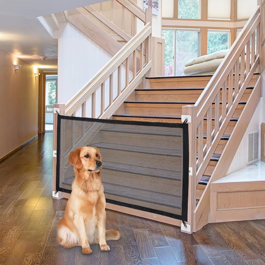 NWK Magic Dog Gate for Stairs Pet Gate for The House Providing a Safe Enclosure for Pets to Play and Rest, 6 Hooks Design (2, 35