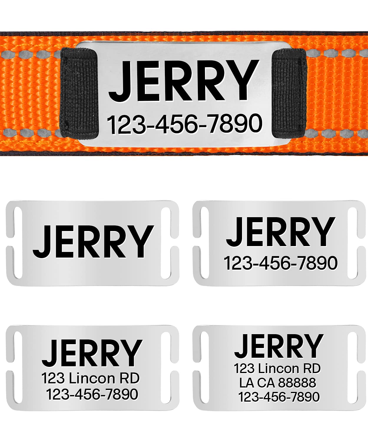 Joytale Personalized Dog Collars, Reflective Nylon Dog Collar With Engraved Name Plate, Customized For Medium Dogs, Orange, M