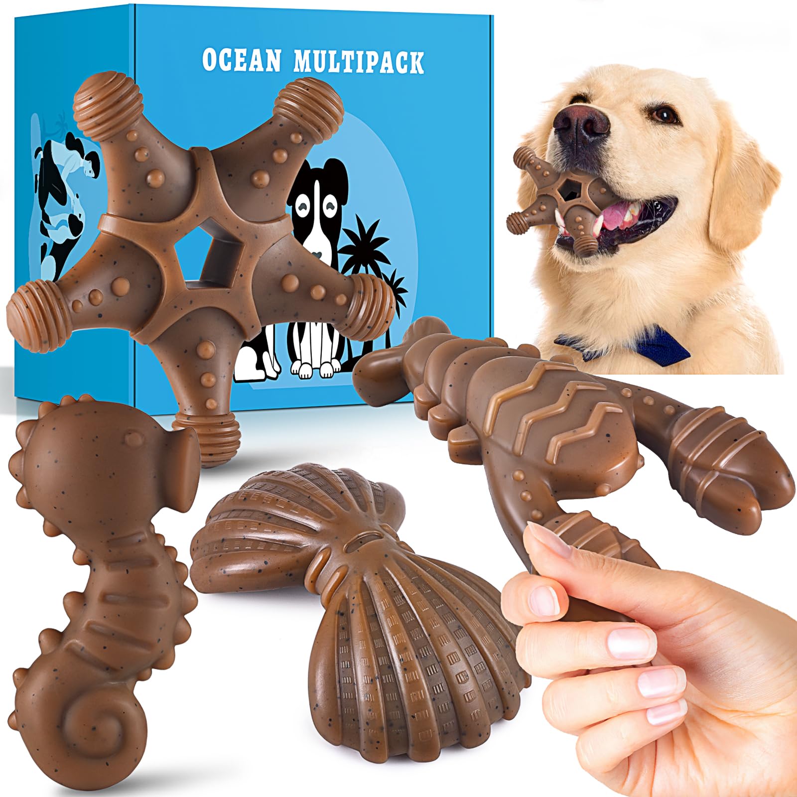 PETSTA Tough Dog Toys for Aggressive Chewers, Chew Toys for Aggressive Chewers, Indestructible Dog Toy for Large Medium Small Br