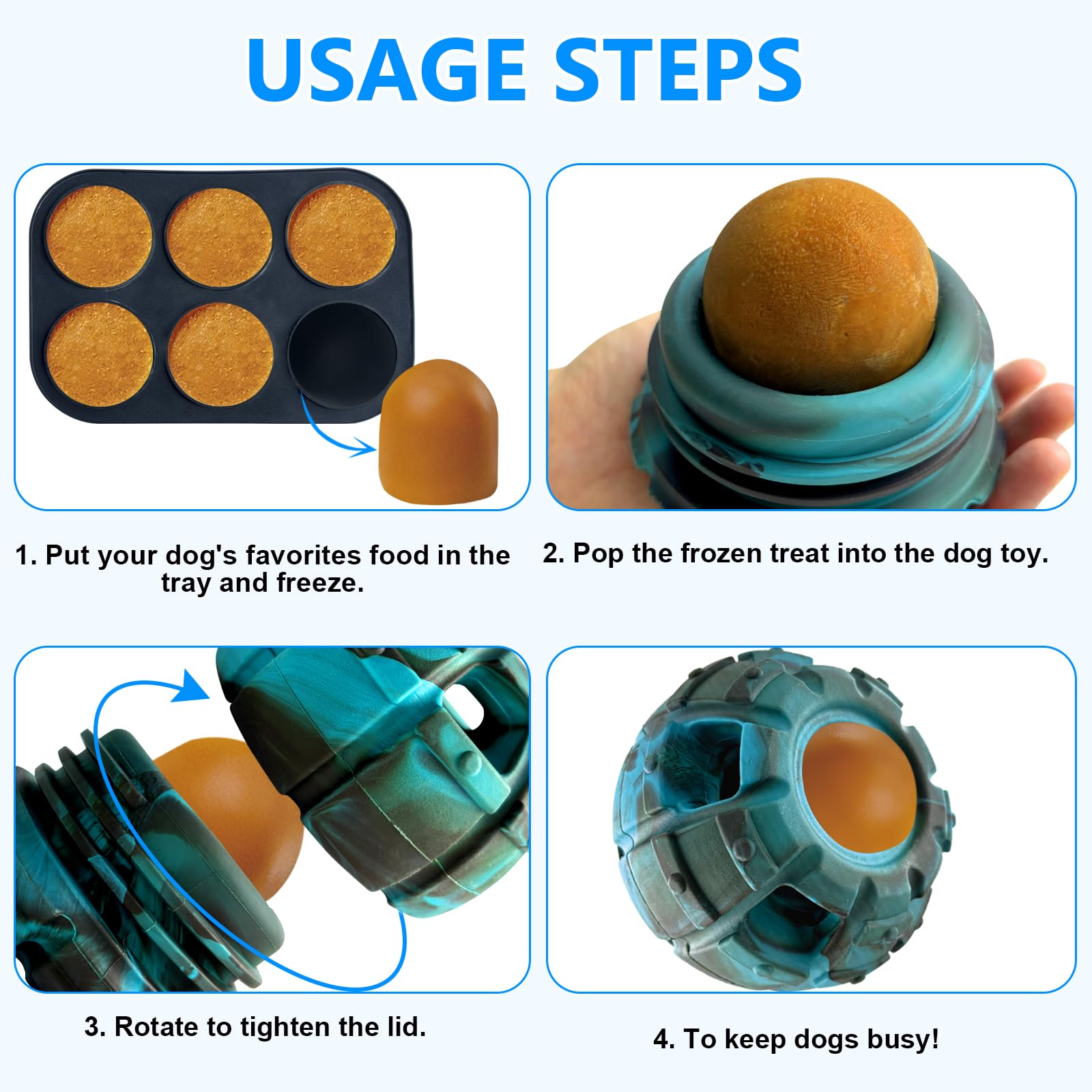 Yipetor Dog Toy, Frozen Treat Toy, Treat Dispensing Dog Toy, Puppy Small Medium Chew Toy, Freezable Fillable Rubber Dog Toys, I