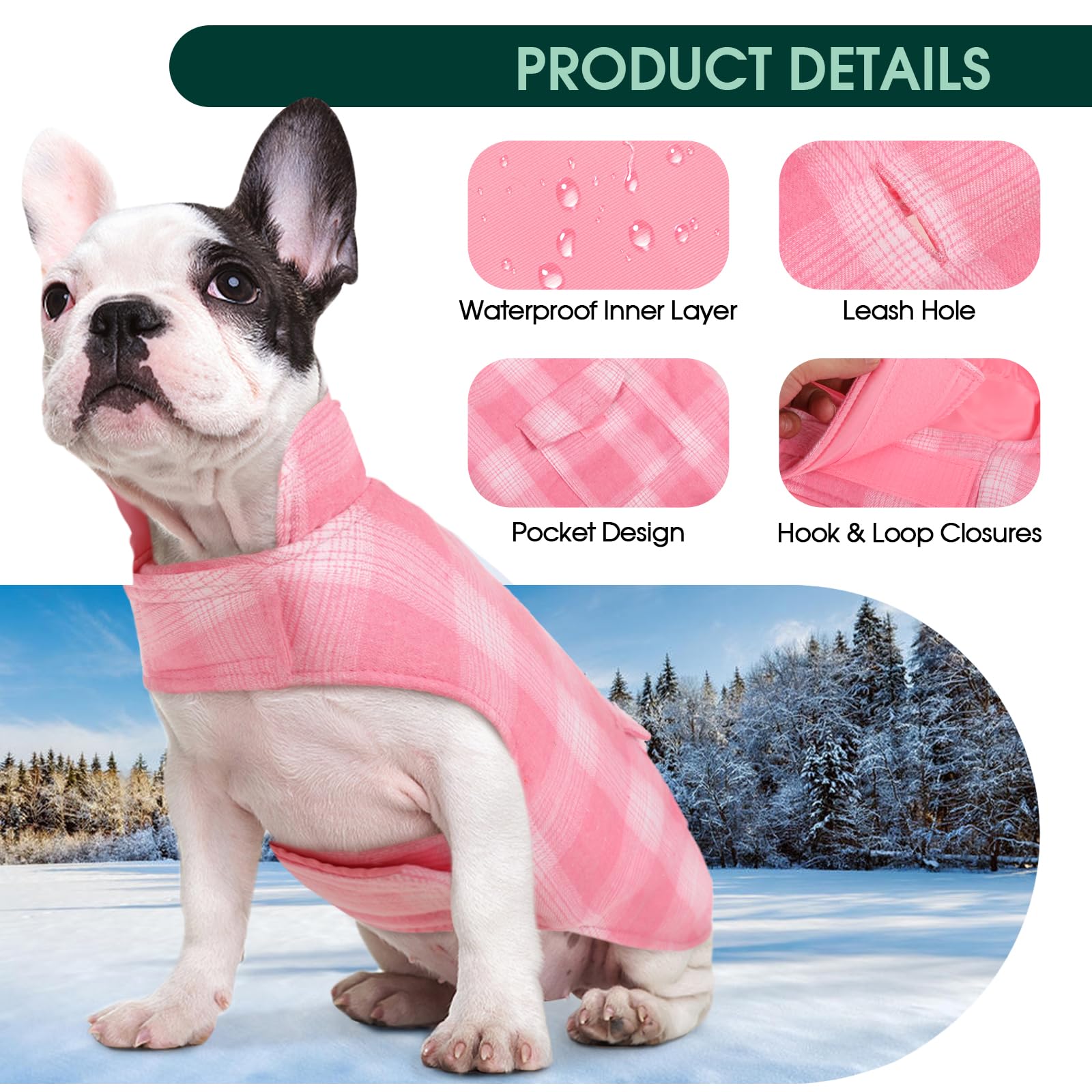 Kuoser Reversible Dog Jacket, Warm Winter Coat, British Style Puppy Coat, Windproof Dog Clothes Vest For Small, Medium & Large D