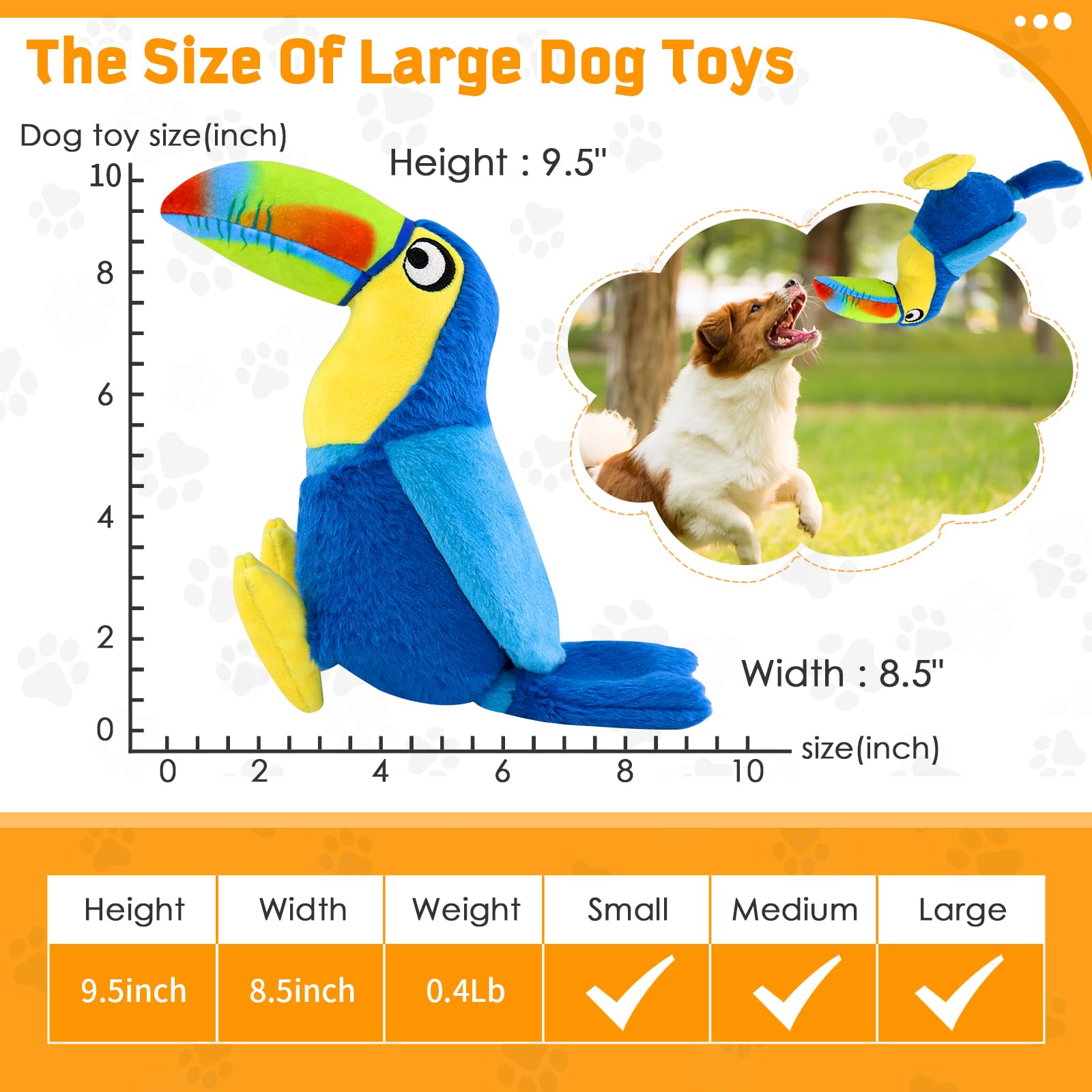 Wowbala Large Squeaky Dog Toys: Big Plush Dog Chew Toys For Small, Medium, Large Dogs-Puppy Toys To Keep Them Busy