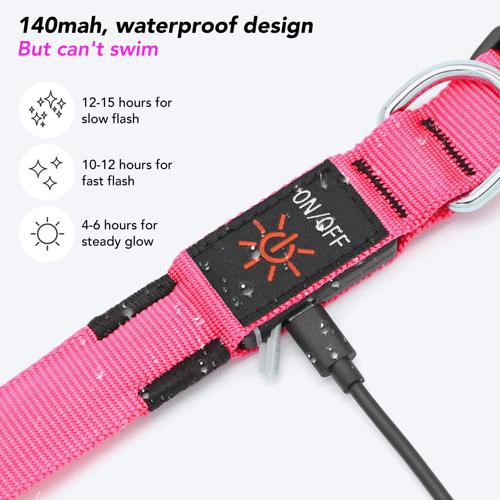 Koskill Light Up Dog Collar At Night, Led Dog Collar Adjustable, Lighted Dog Collar Rechargeable Waterproof, Dog Lights For Nigh