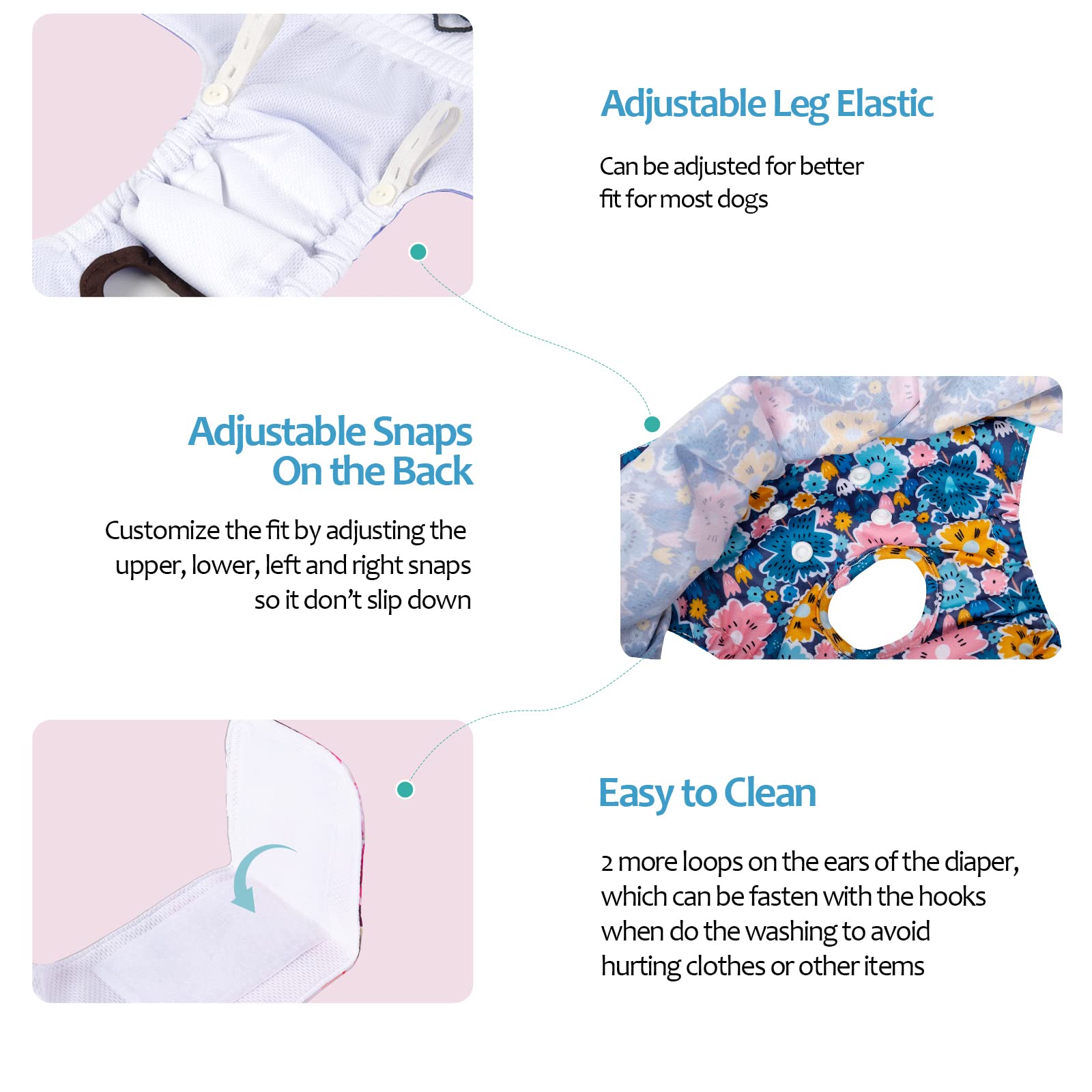 Cutebone Female Dog Diapers With Skirts 3 Pack Reusable Puppy Dresses Pants For Heat Cycle Period Qbd11Xs