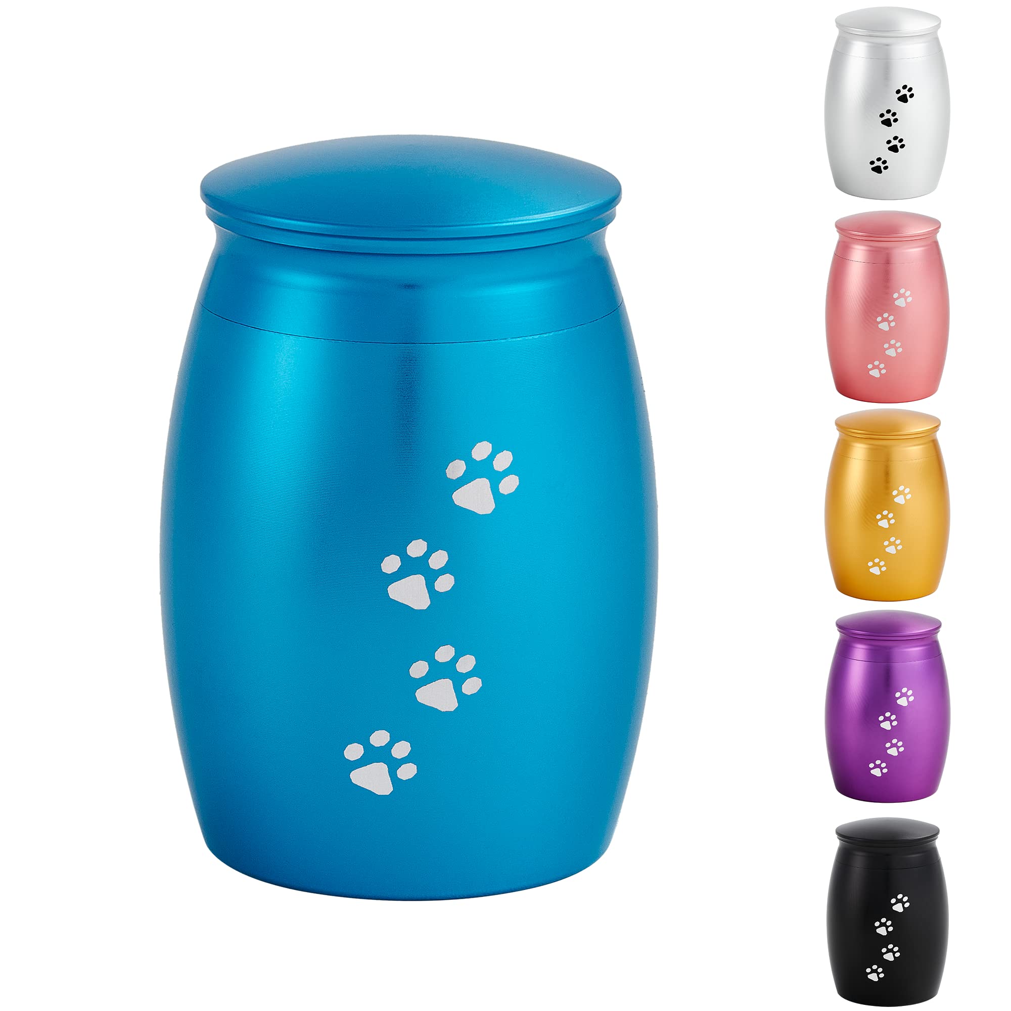 Lines Arte 2.67 Inches Small Pet Urns For Memorial Dog Ashes Or Cats Ashes,Mini Blue Pet Ashes Keepsake With Paw Print