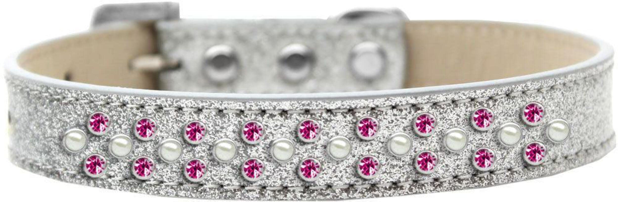 Mirage Pet Products Sprinkles Ice Cream Dog Collar with Pearl and Bright Pink Crystals, Size 18, Red